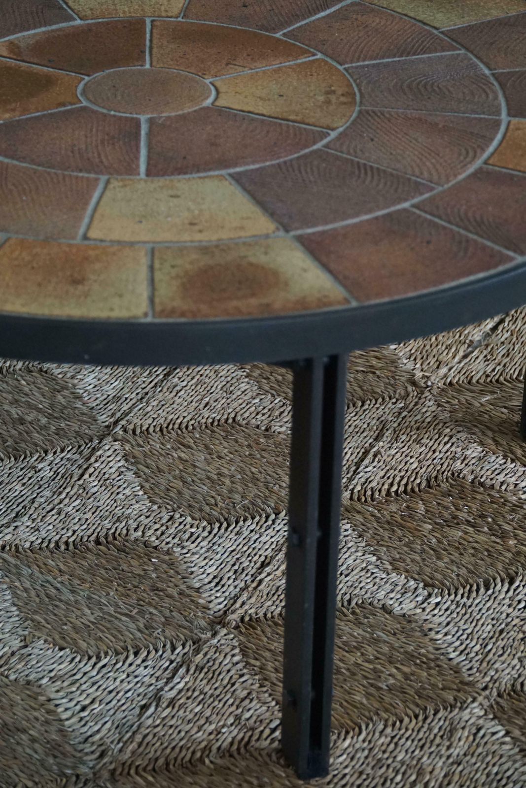 Danish Modern, Sofa Table In Steel & Ceramic Tiles, Made By Sallingbroe, 1970s photo vintage