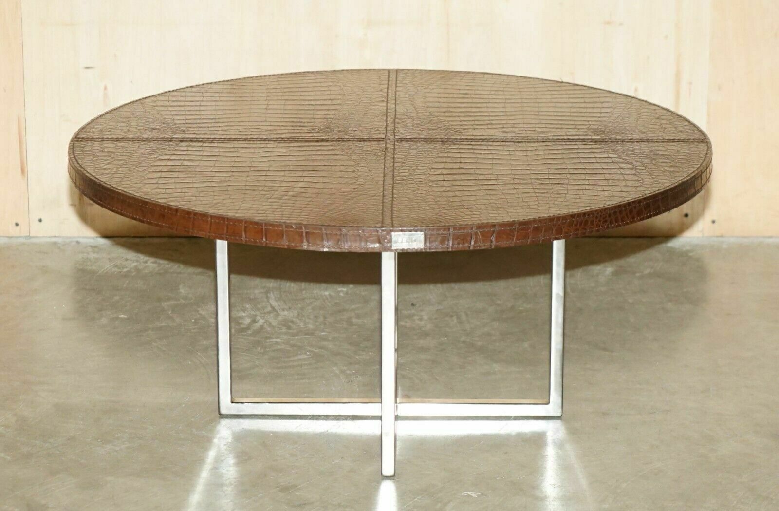 Stunning Fendi Crocodile / Alligator Brown Leather Patina Coffee Cocktail Table photo furniture