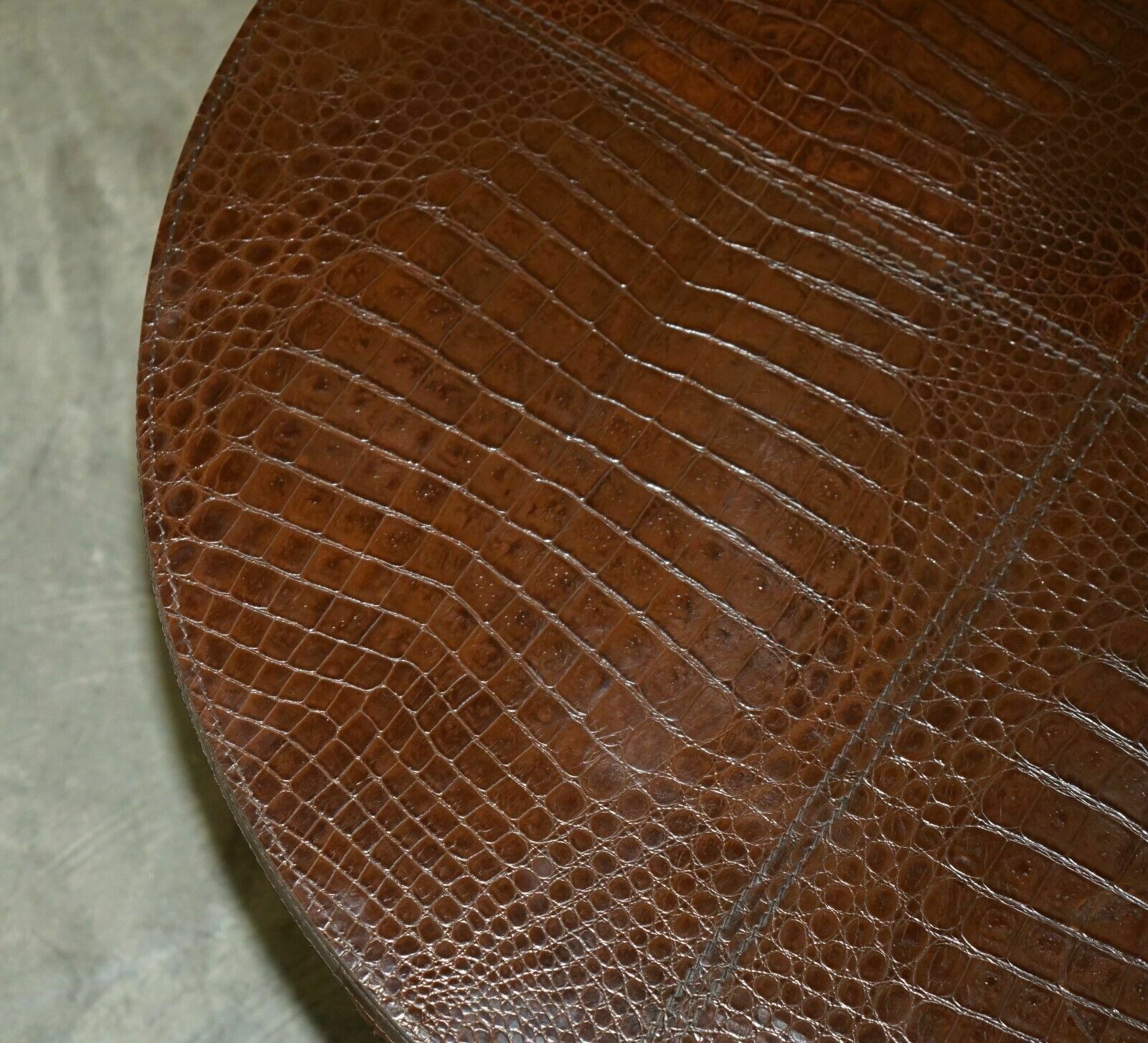 Stunning Fendi Crocodile / Alligator Brown Leather Patina Coffee Cocktail Table photo vintage