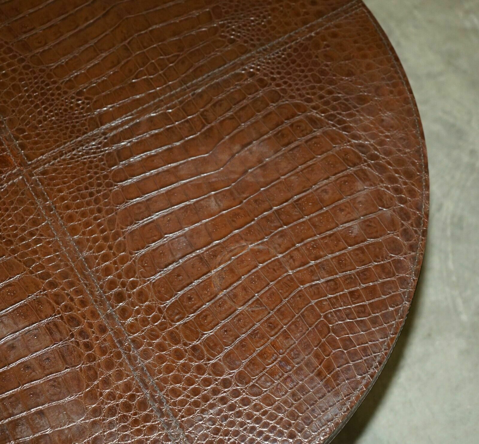 photo furniture Stunning Fendi Crocodile / Alligator Brown Leather Patina Coffee Cocktail Table