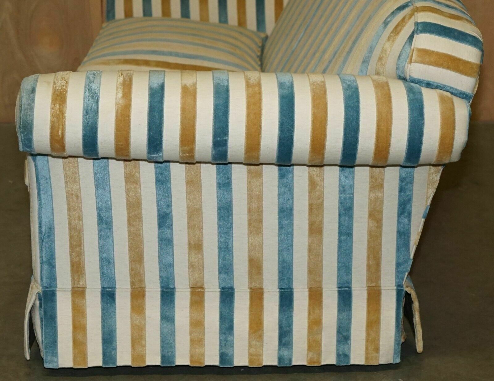 photo buy 1 Of 2 Stunning Mulberry Home Designer Contemporary Striped Three Seater Sofas