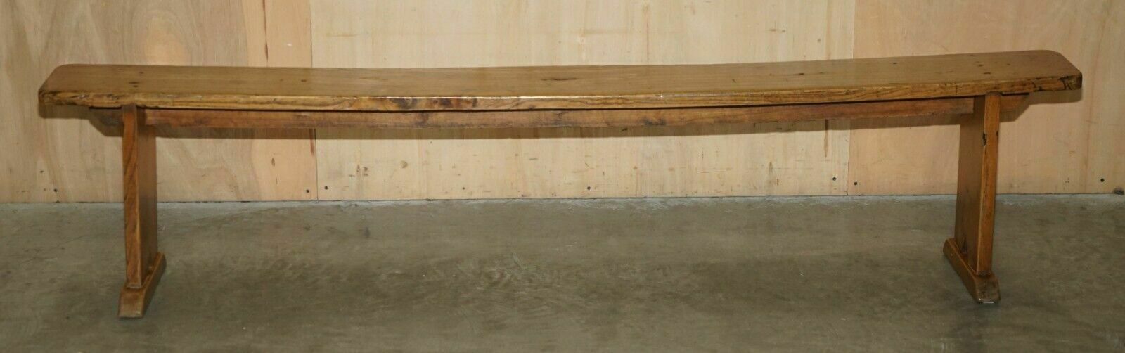 Pair Of Victorian English Oak Antique Lightly Burred Dining Table Bench Pew Seat photo Furniture