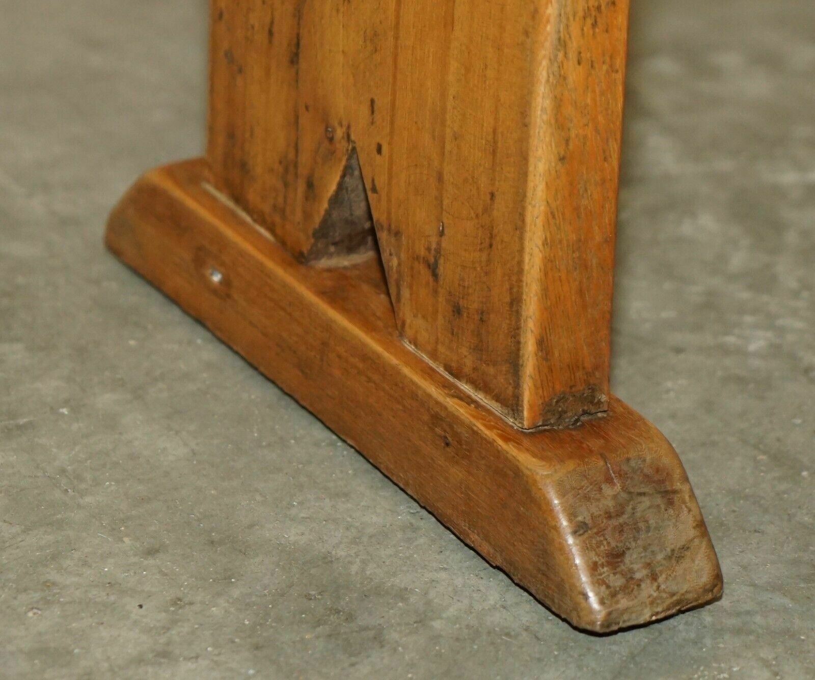 Pair Of Victorian English Oak Antique Lightly Burred Dining Table Bench Pew Seat photo buy