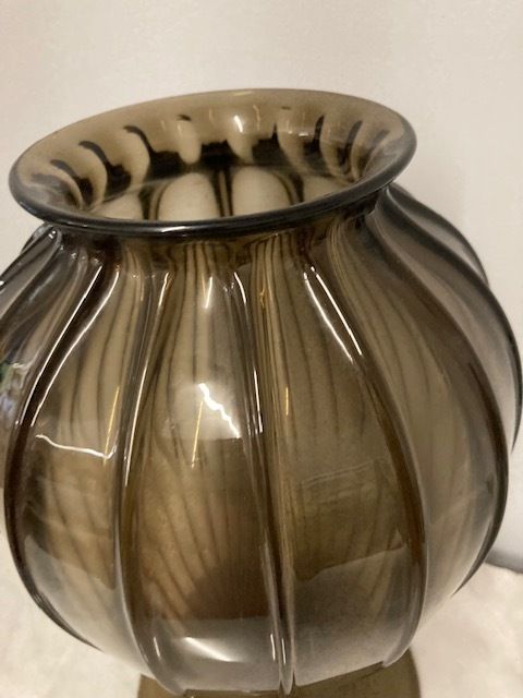 Ancient Large Ristolato Murano Glass Vase From The Early 1900s, Amber Colour photo buy