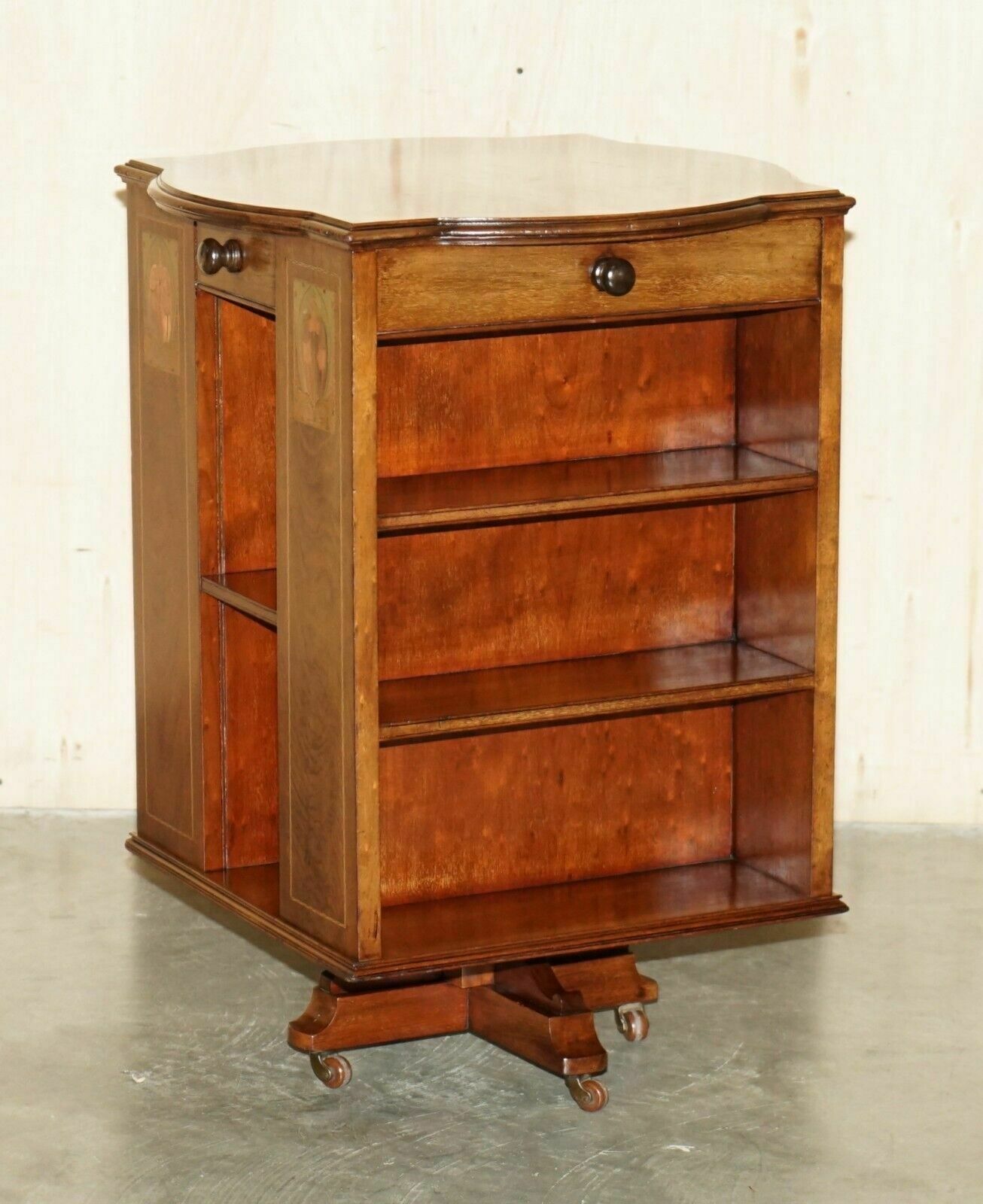 Rare Antique Art Nouveau Revolving Bookcase Table In The Liberty's London Taste photo furniture