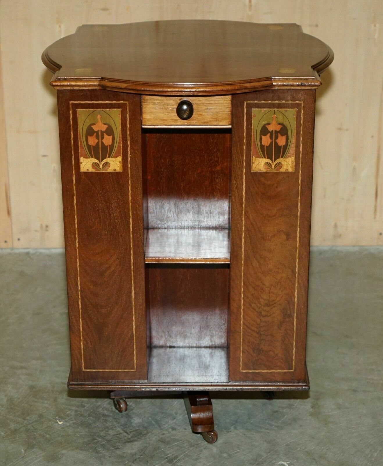 photo vinterior Rare Antique Art Nouveau Revolving Bookcase Table In The Liberty's London Taste