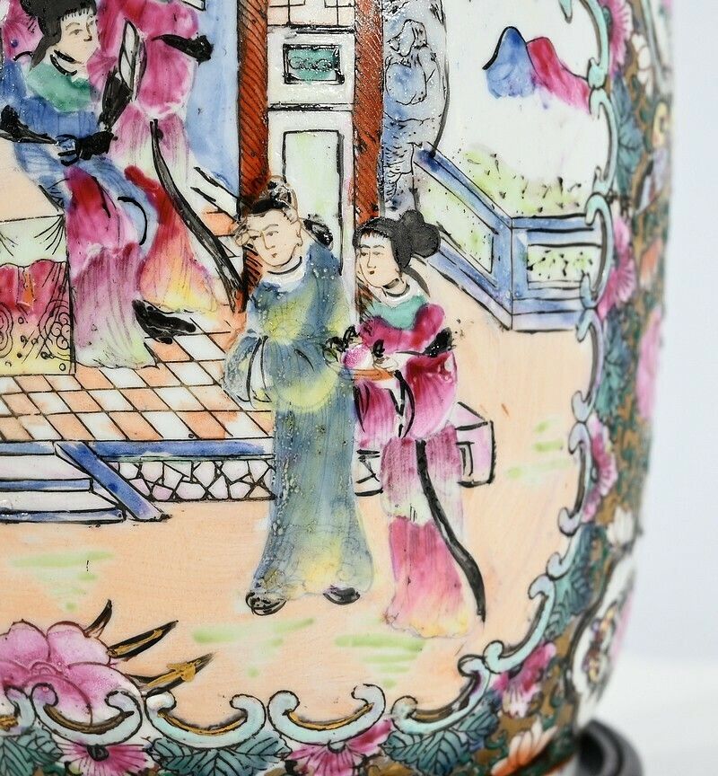 Canton Porcelain Lamp, China – Late 19th Century photo vintage