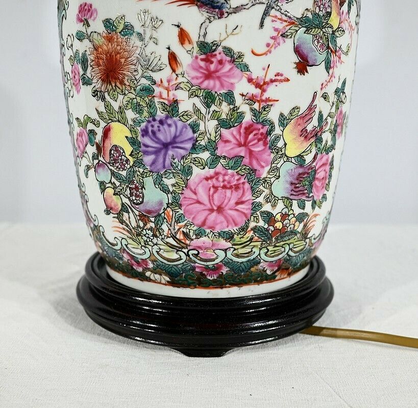 photo vintage Canton Porcelain Lamp, China – Late 19th Century
