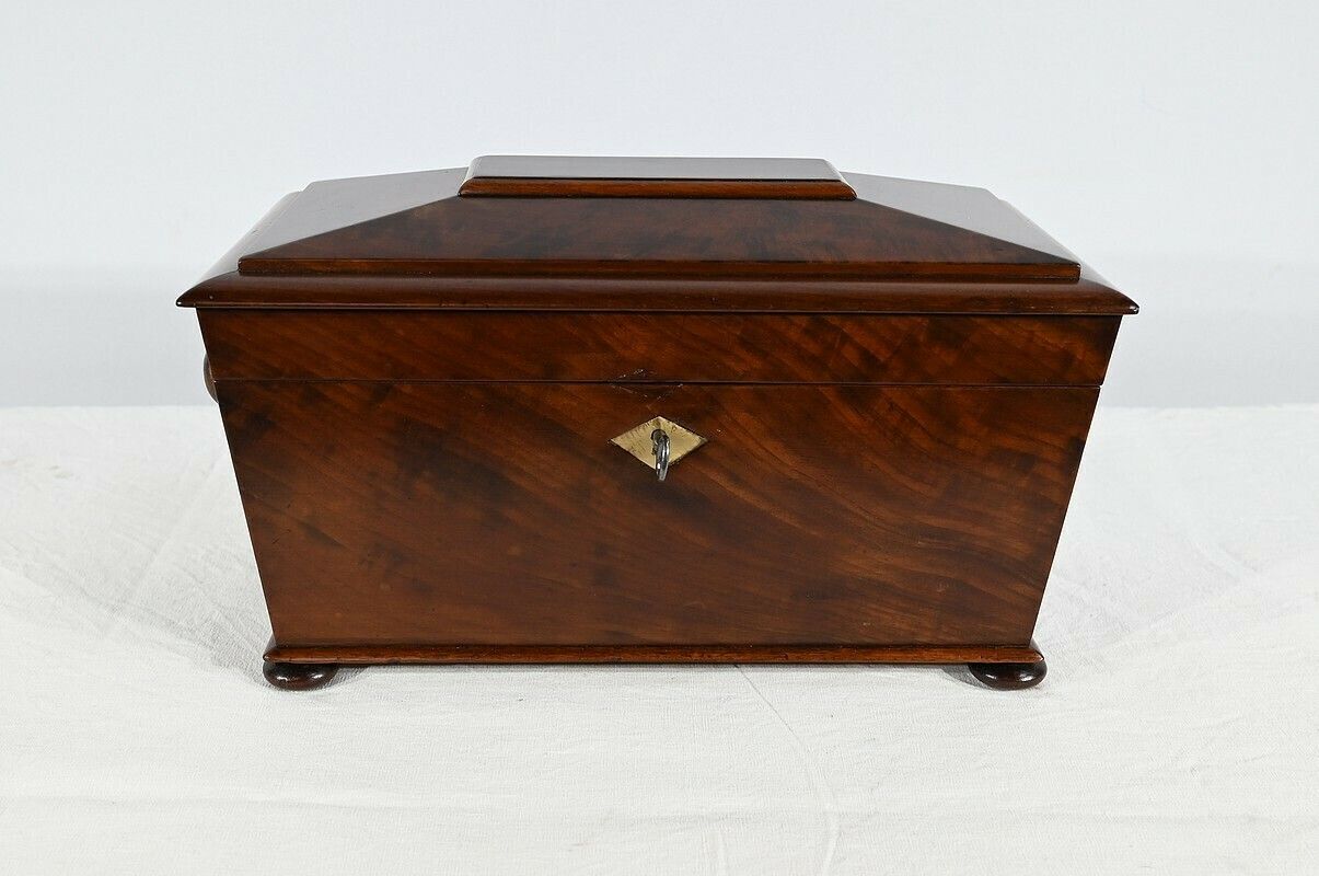 Rare English Tea Caddy In Mahogany   Mid 19th Century photo furniture