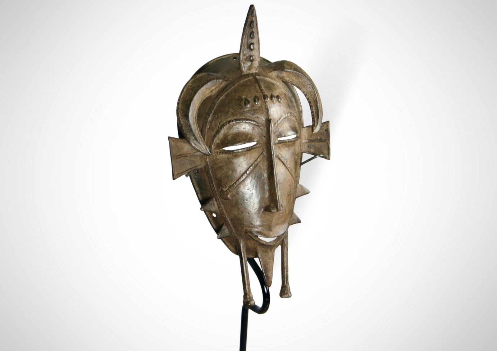West Africa Senufo Cast Bronze Face Mask Kpelie, Circa 1940s photo for sale