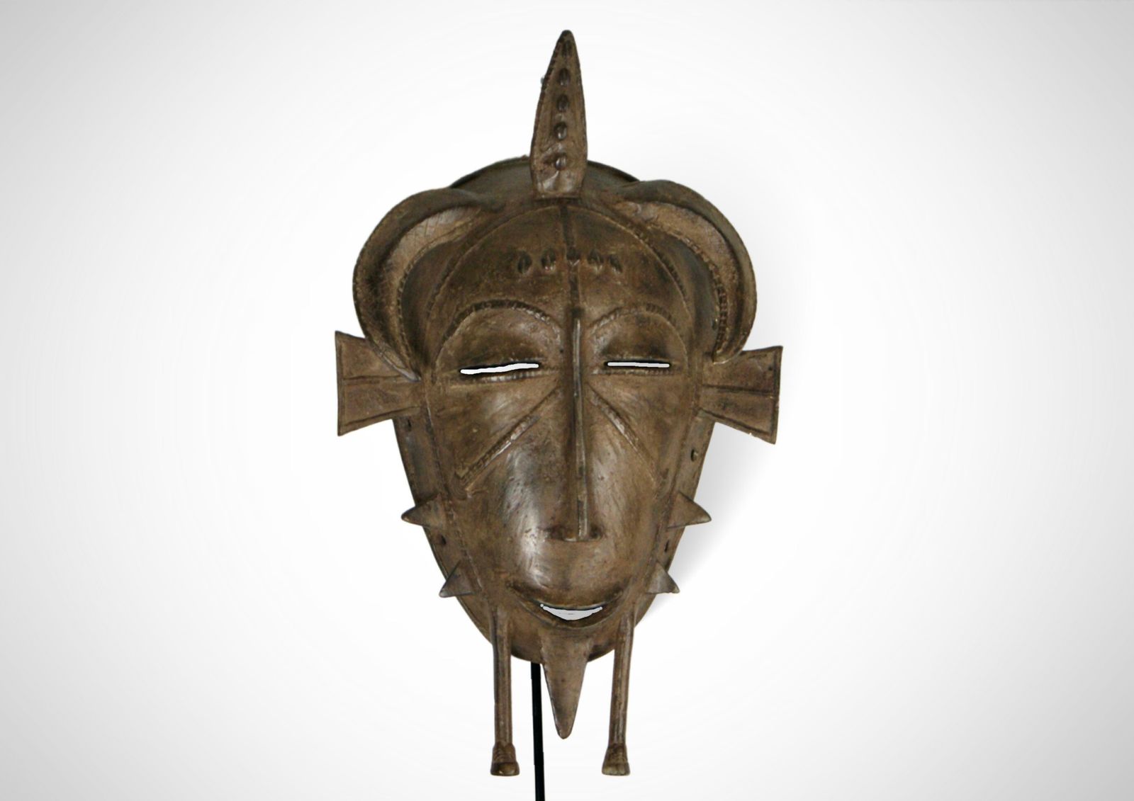 West Africa Senufo Cast Bronze Face Mask Kpelie, Circa 1940s photo vinterior
