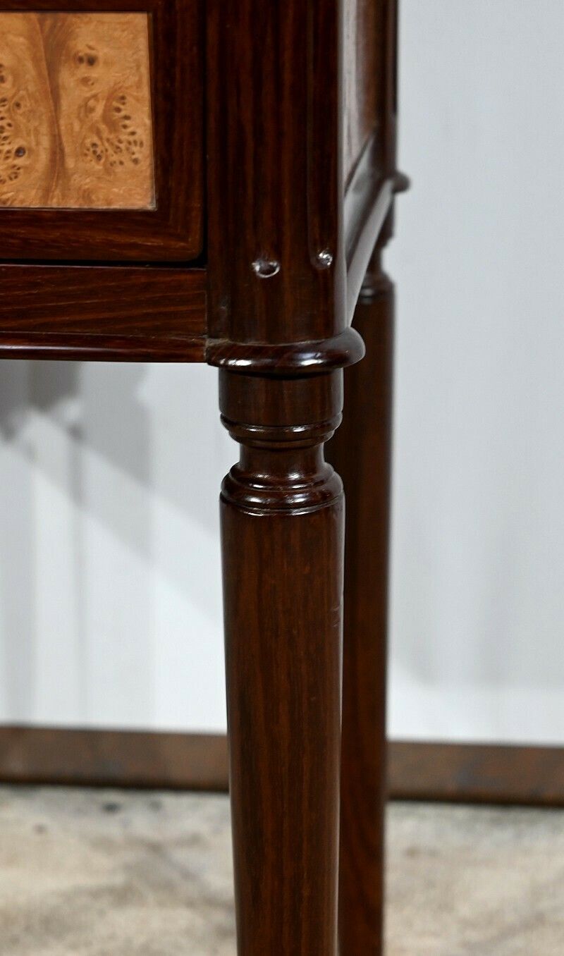 Small Chiffonnière Table In Mahogany And Amboyna Burl, Louis XVI Period – Late 18th Century photo vintage