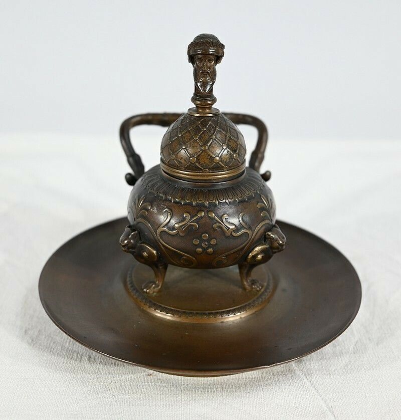 Etruscan Bronze Inkwell By F. Barbedienne – 2nd Part 19th Century photo furniture