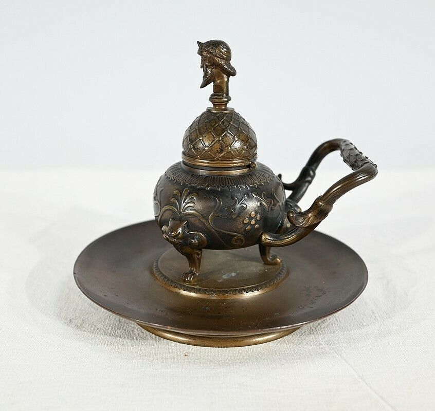 Etruscan Bronze Inkwell By F. Barbedienne – 2nd Part 19th Century photo vinterior