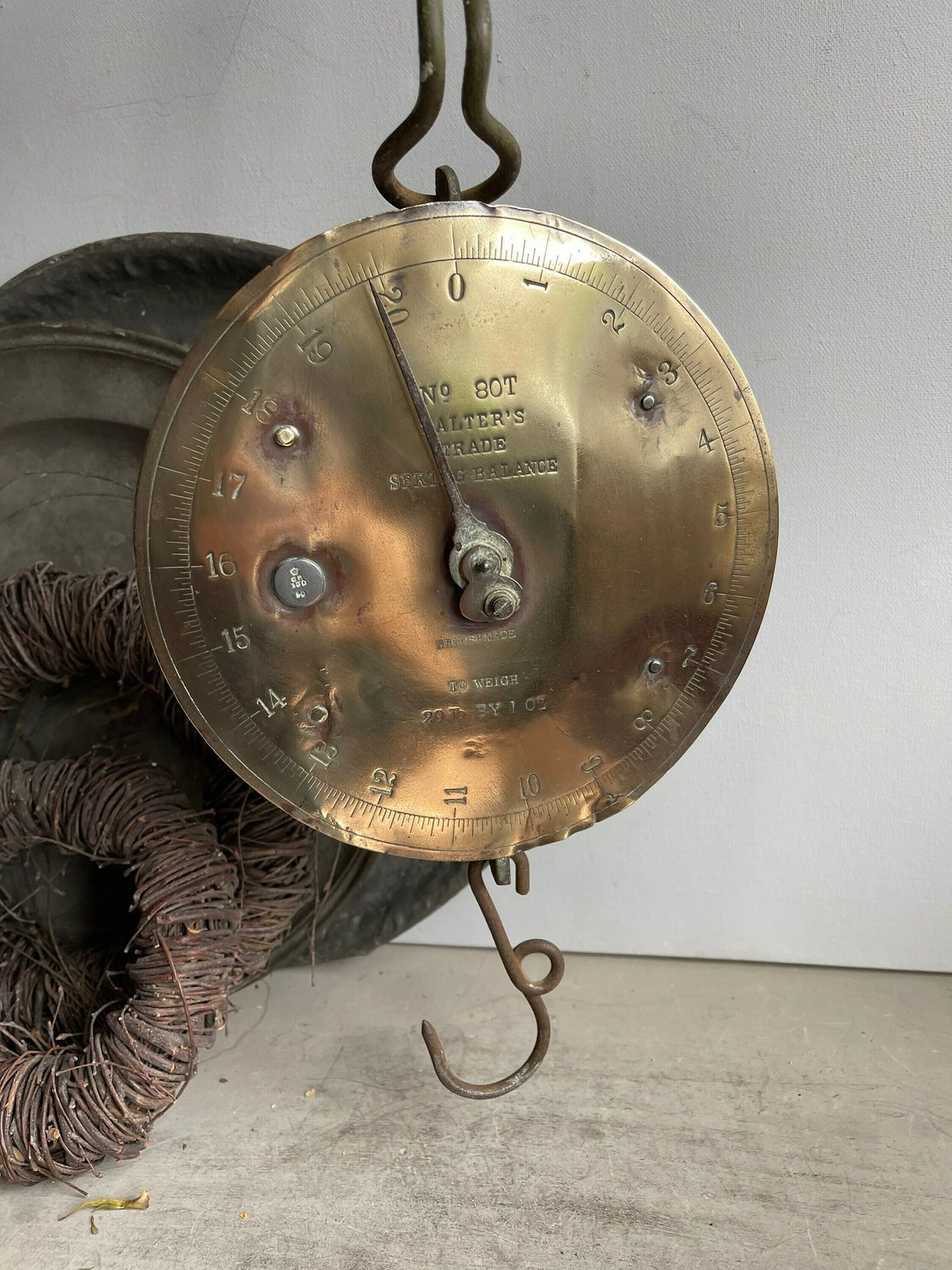 Antique Salter Trade Spring Balance 80t, Shop Scales, Country Kitchen Decor photo buy