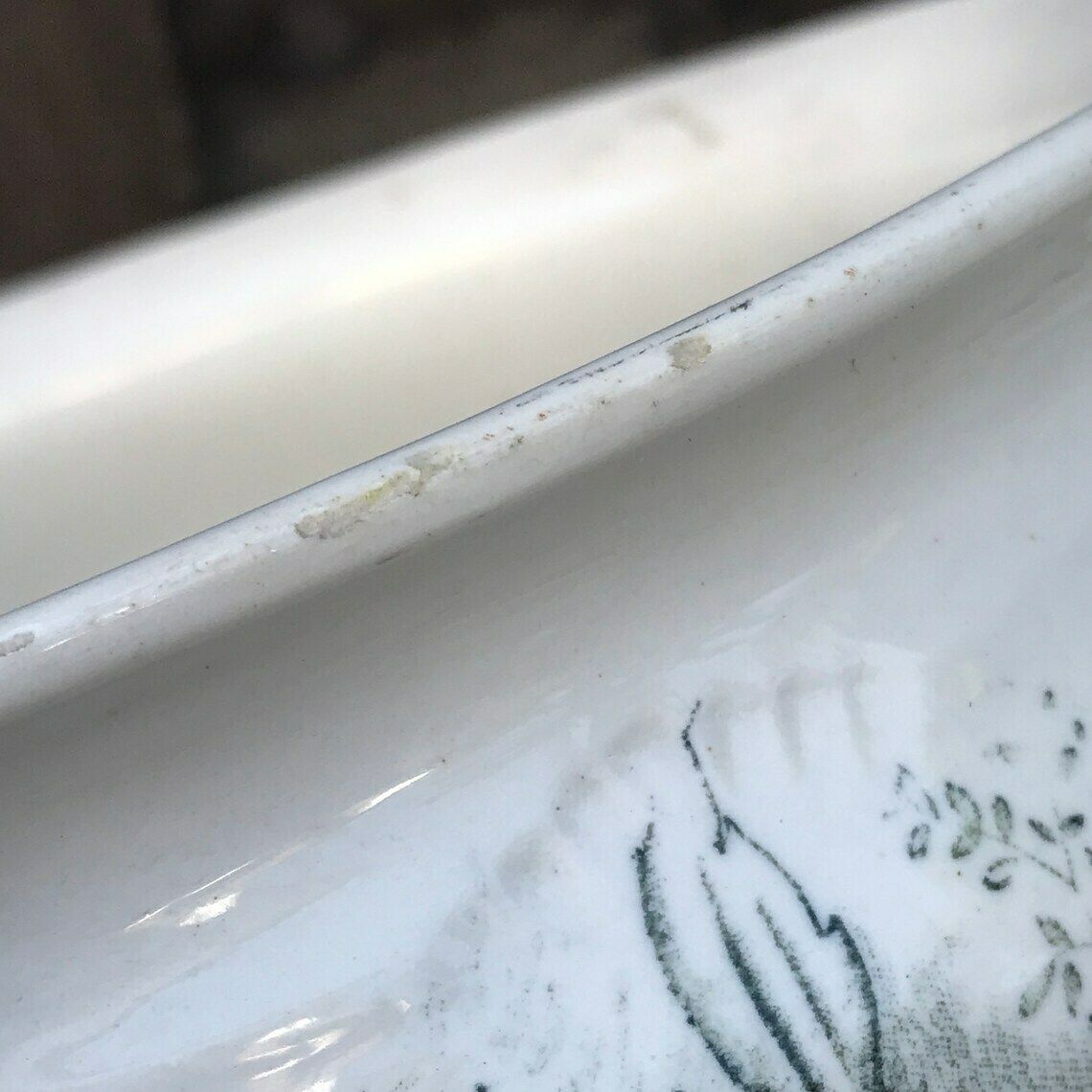photo for sale Antique Transfer Ware Chamber Pot. Decorative Orchids. Floral Design Flower Pot Vase. Shabby Chic. Bathroom Decor. 1800's. Home Decor