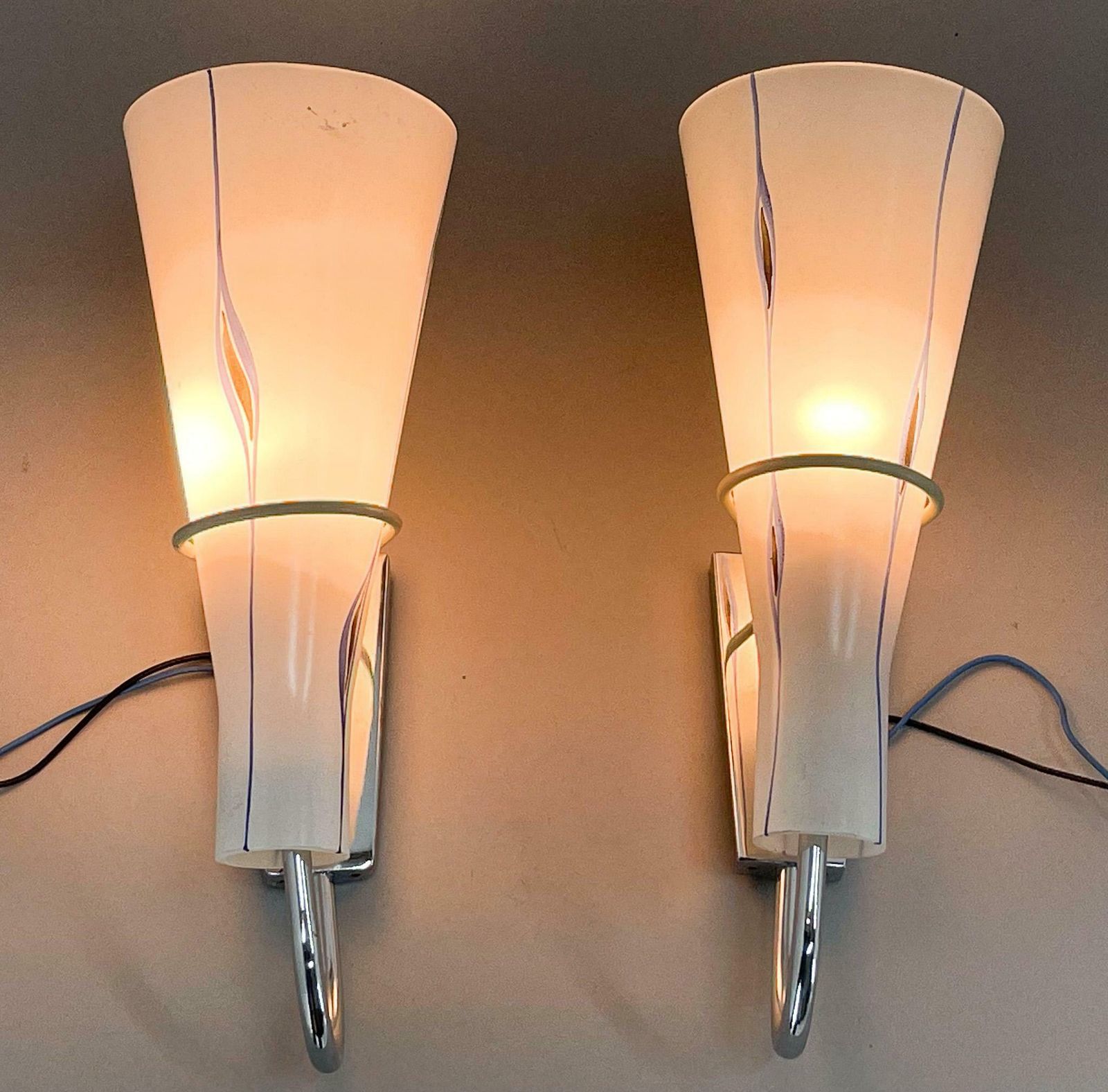 Pair Of 1960s Chrome & Glass Wall Lamps By Zukov, 2 Pairs Available photo vintage