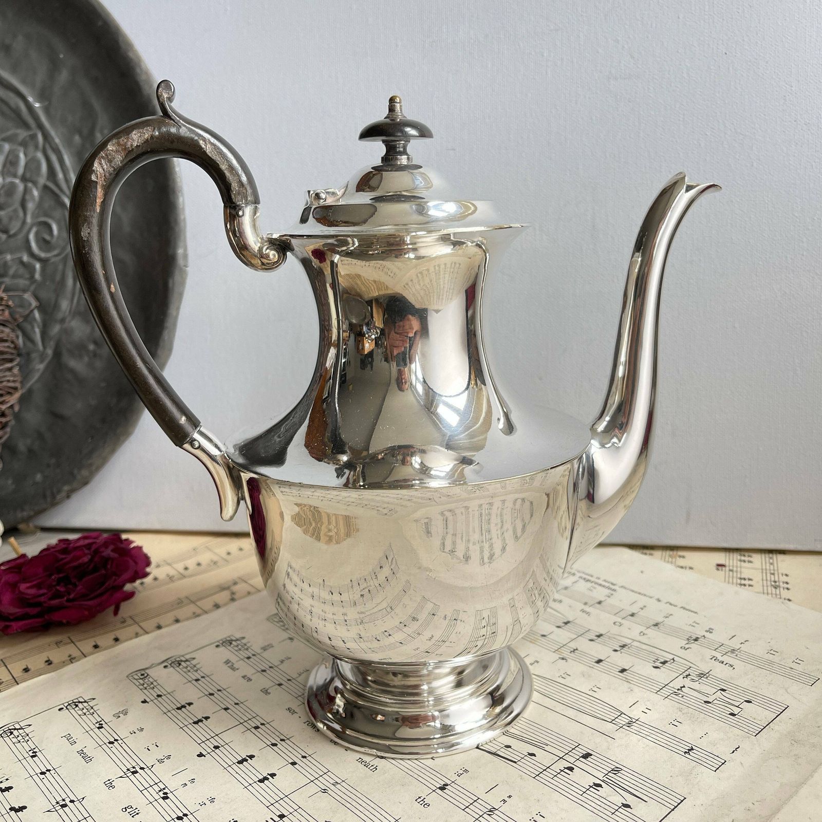 Anitque Coffee Pot, Hot Water Pot, Silver Plate, James Deakin, Serving Pot, Shabby Chic photo furniture