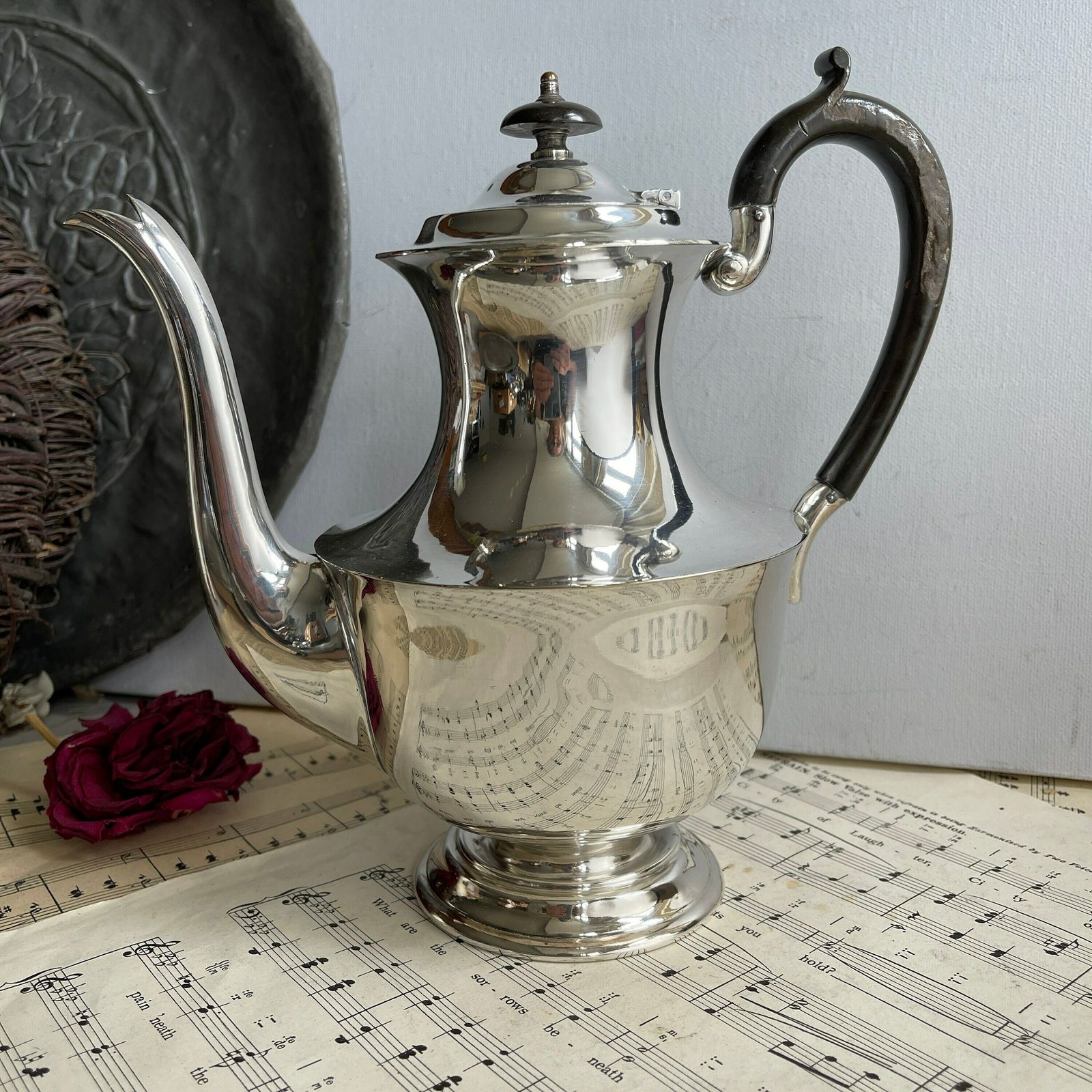 Anitque Coffee Pot, Hot Water Pot, Silver Plate, James Deakin, Serving Pot, Shabby Chic photo buy