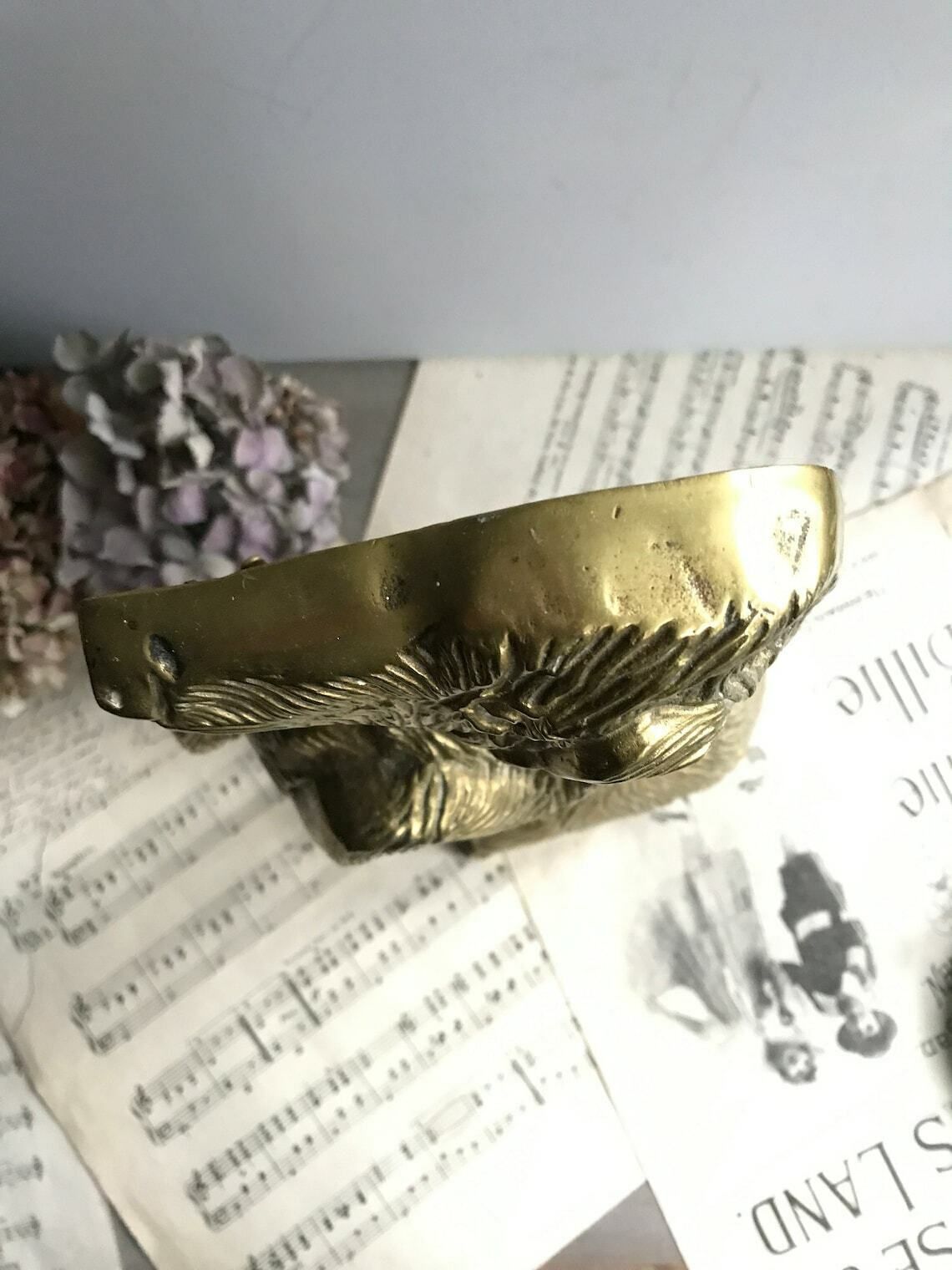 Vintage Brass Dog Doorstop   Companion Stand   Mid Century   Home Decor   Boho photo Art