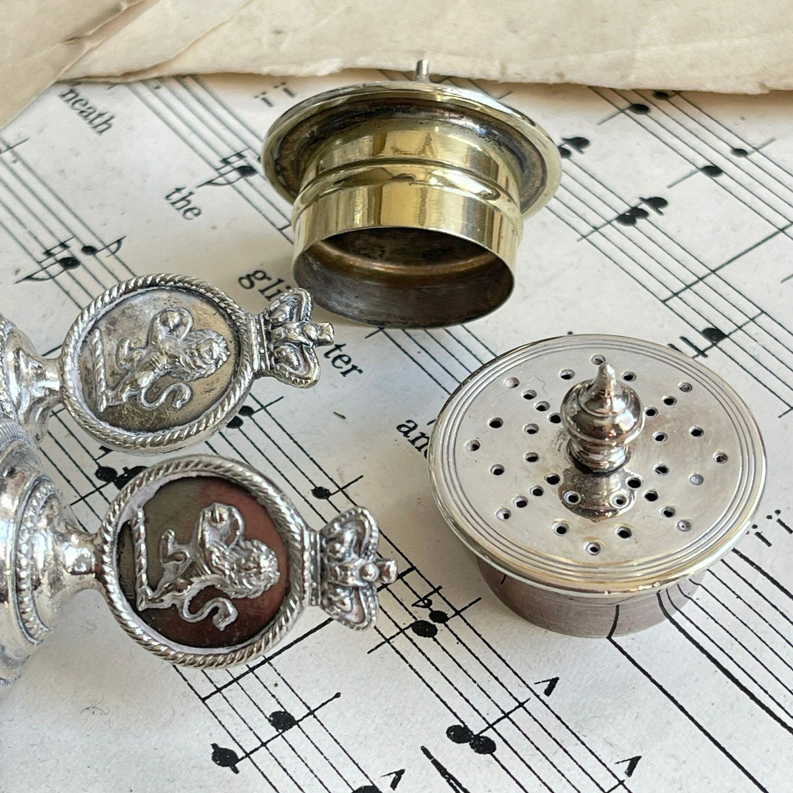 Victorian Silver Plated Cruet Set. 6 Bottle Set. Oil Vinegar Salt Pepper Mustard. Cut Glass Bottles. Downton Abbey photo vintage