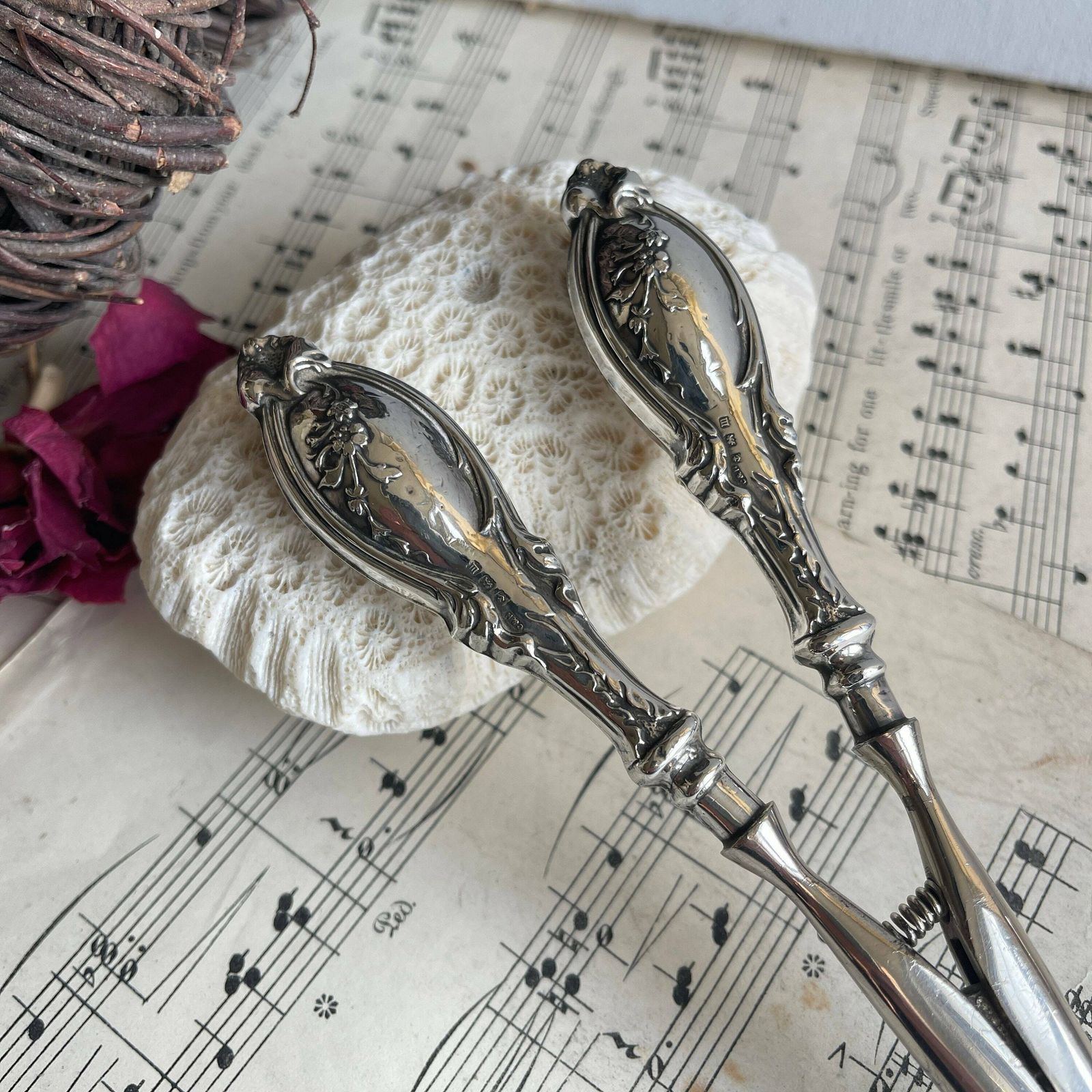 Antique English Silver Glove Stretchers   Edwardian Glove Tongs   Gift For Her   Dressing Table Accesory   Downton Abbey photo furniture