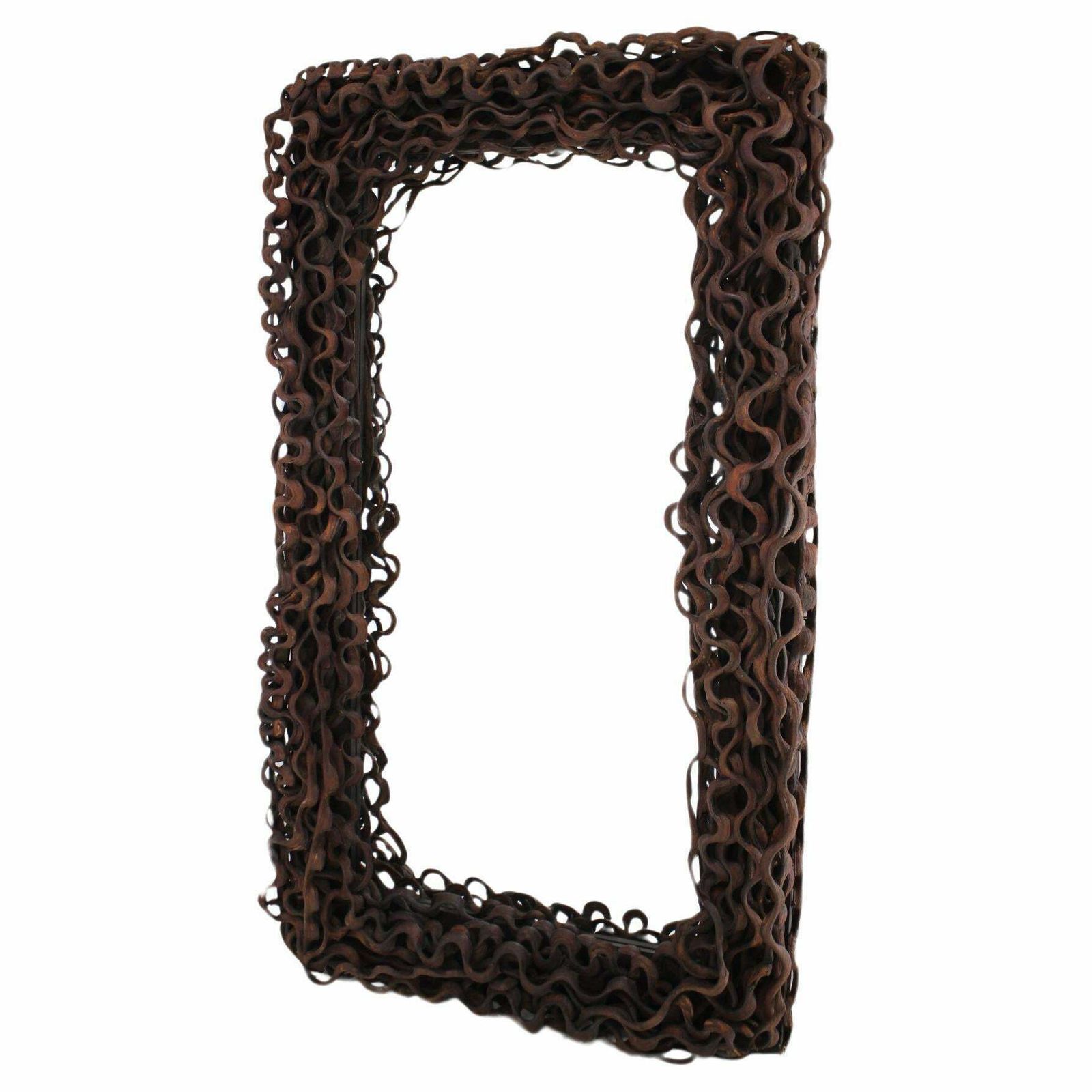 Large Mid Century Tropical Wood Wall Or Floor Mirror