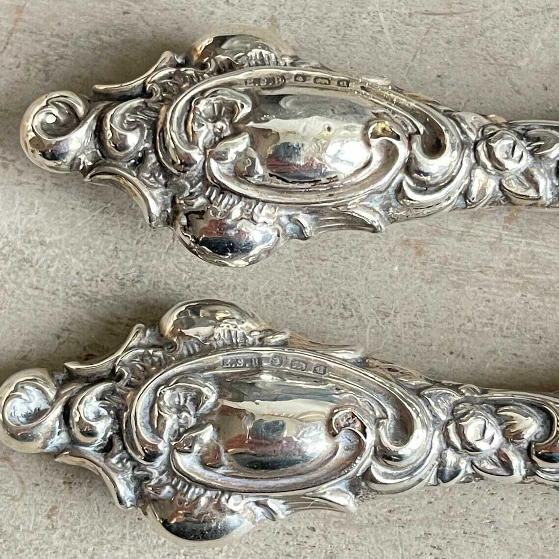 Stunning Antique Button Hook And Shoe Horn, Silver Handle, Steel And Silver, Edward Barnsley, Edwardian Silver, Hallmarked, Floral Theme photo buy