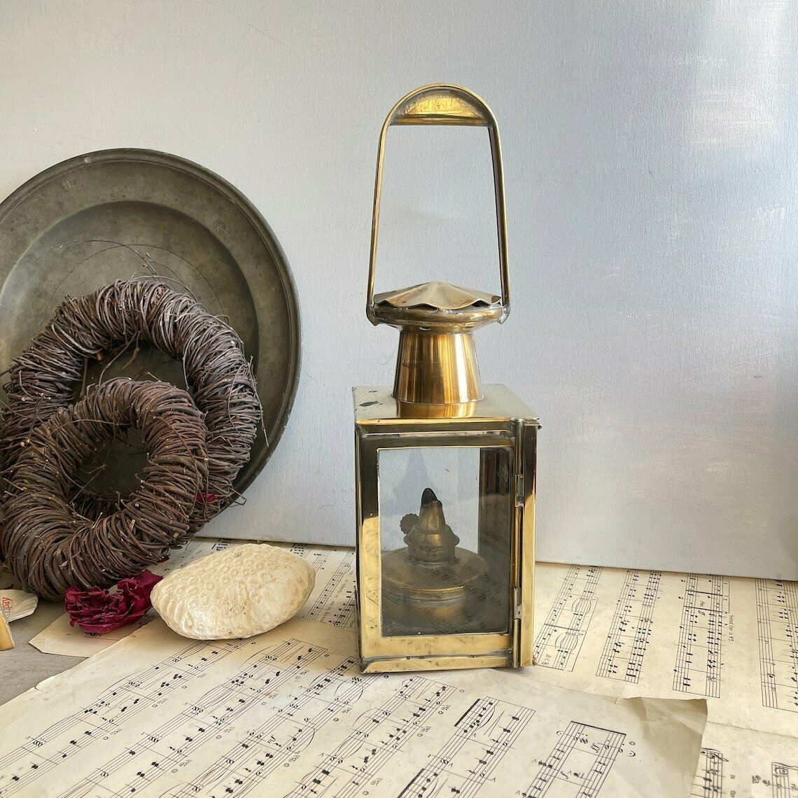 Vintage Brass Railway Lamp, Relica Kerosene Storm Lantern, Garden Light