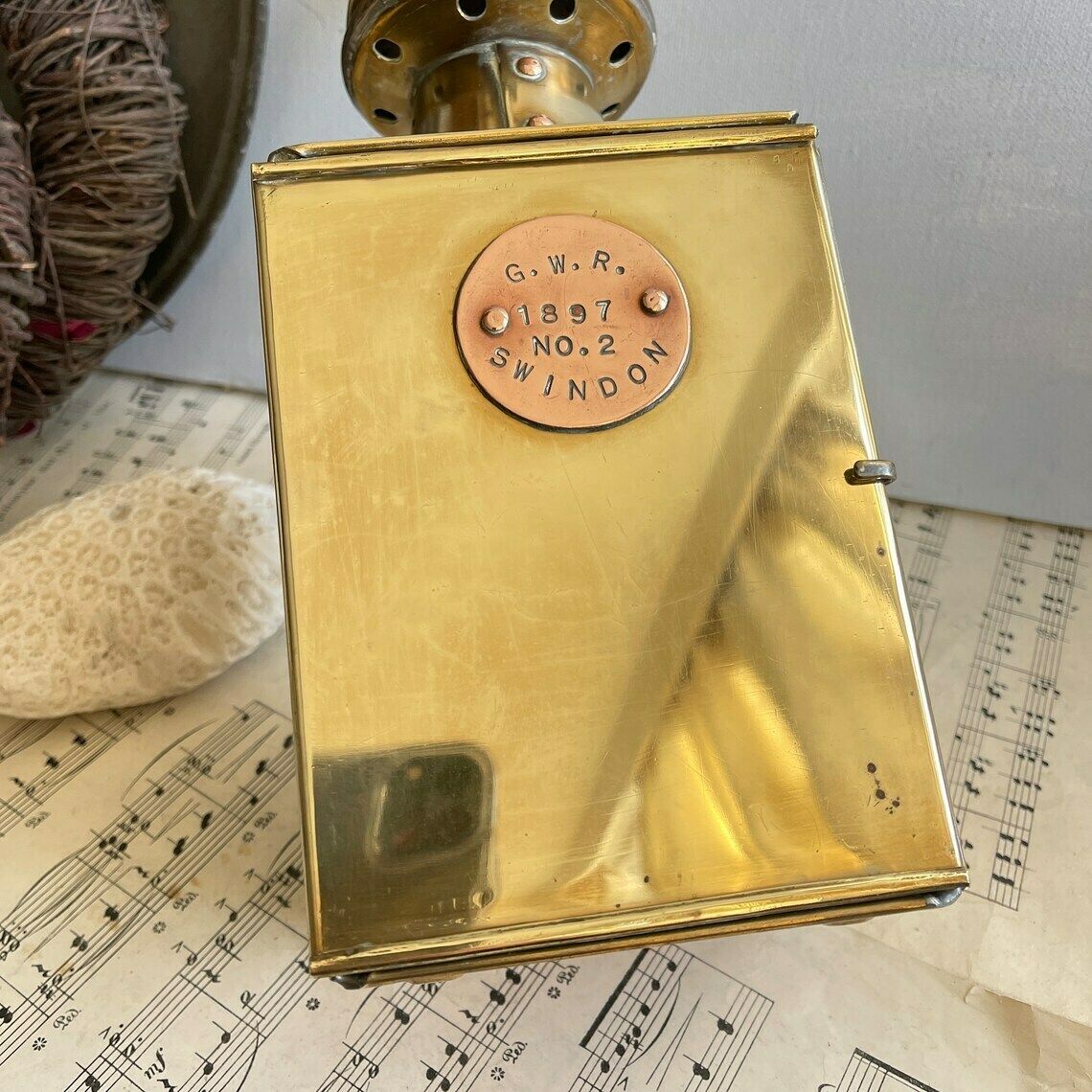 Vintage Brass Railway Lamp, Relica Kerosene Storm Lantern, Garden Light photo for sale