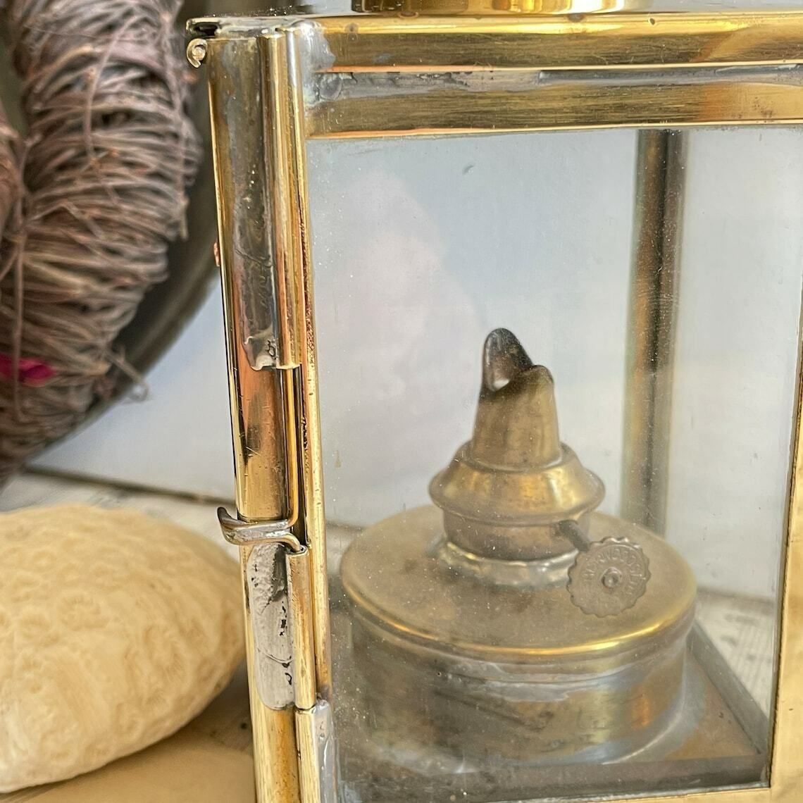 Vintage Brass Railway Lamp, Relica Kerosene Storm Lantern, Garden Light photo buy