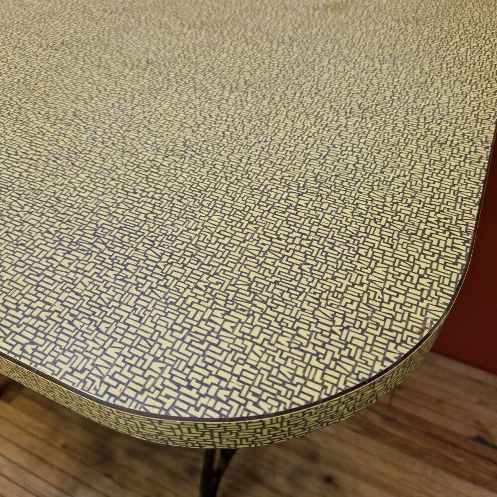 Yellow 1960's Table With Sewing Machine Base photo Furniture