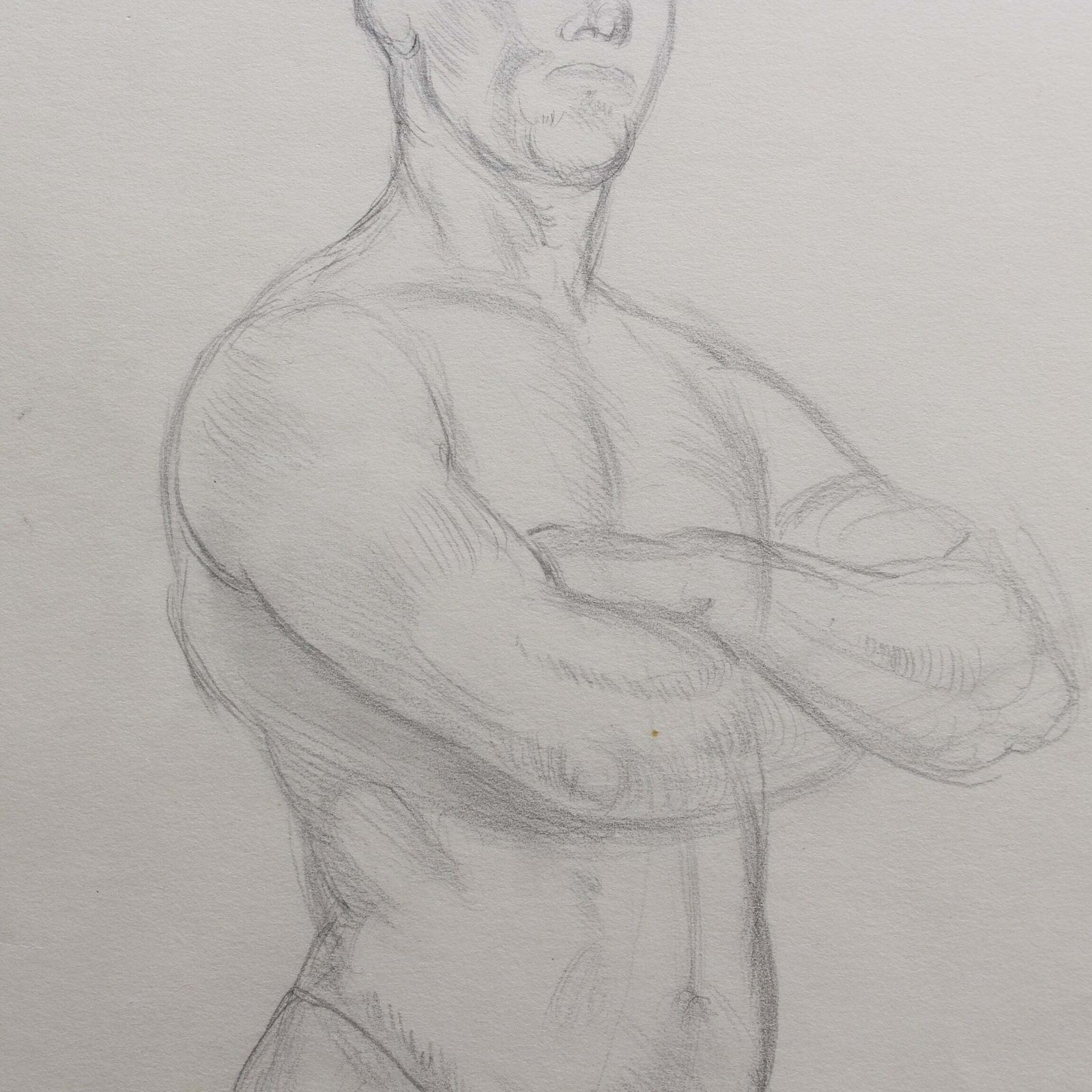 Muscular Man Pencil Drawing By Bernard Sleigh Rbsa (Circa 1900 1920) photo 200.0