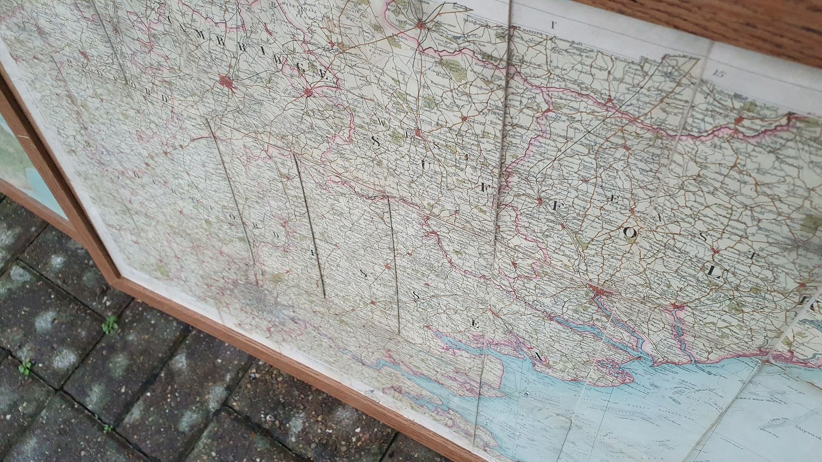 4 Very Large Framed Maps New Forest Middlesex Essex Suffolk Oxford photo Art