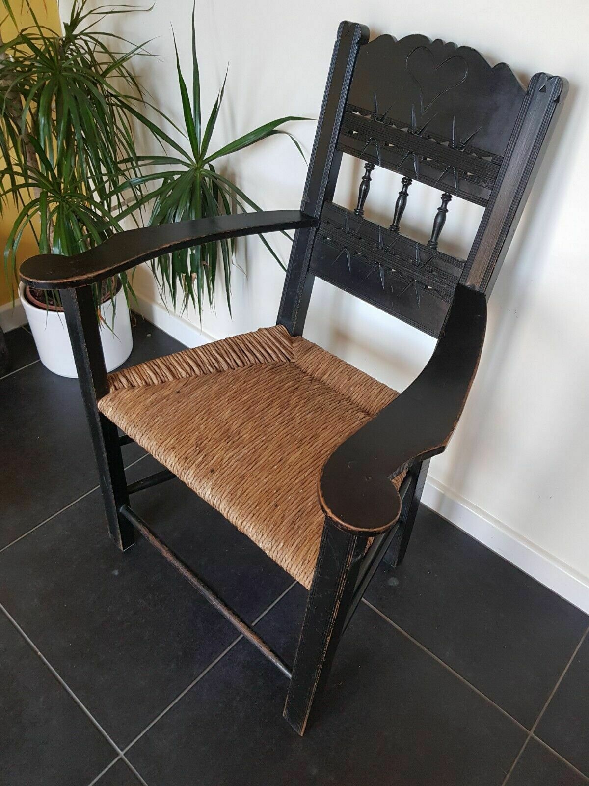 photo for sale A Superb Pair Of Arts Crafts Ebonised Armchairs