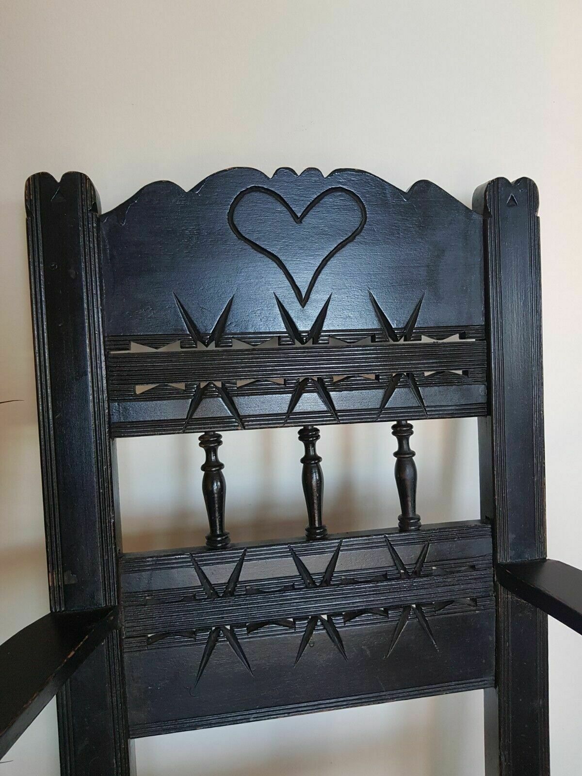 Furniture A Superb Pair Of Arts Crafts Ebonised Armchairs photo