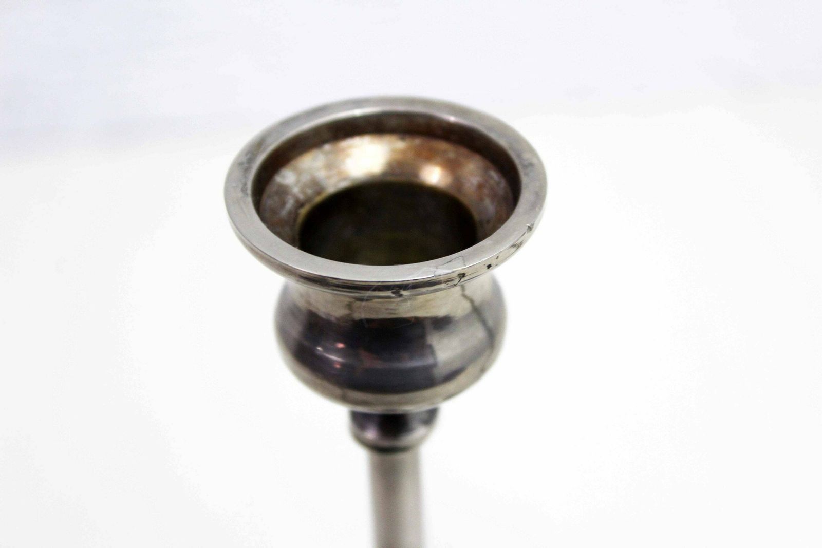 Trio Of Silver Metal Candlesticks From The 1950s photo vinterior