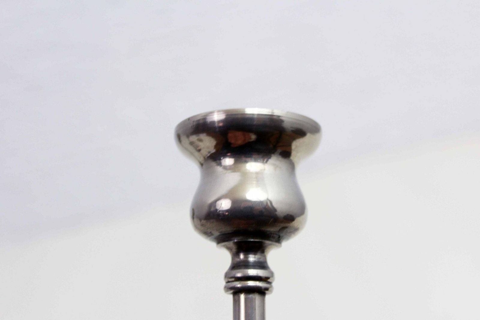 Trio Of Silver Metal Candlesticks From The 1950s photo vintage