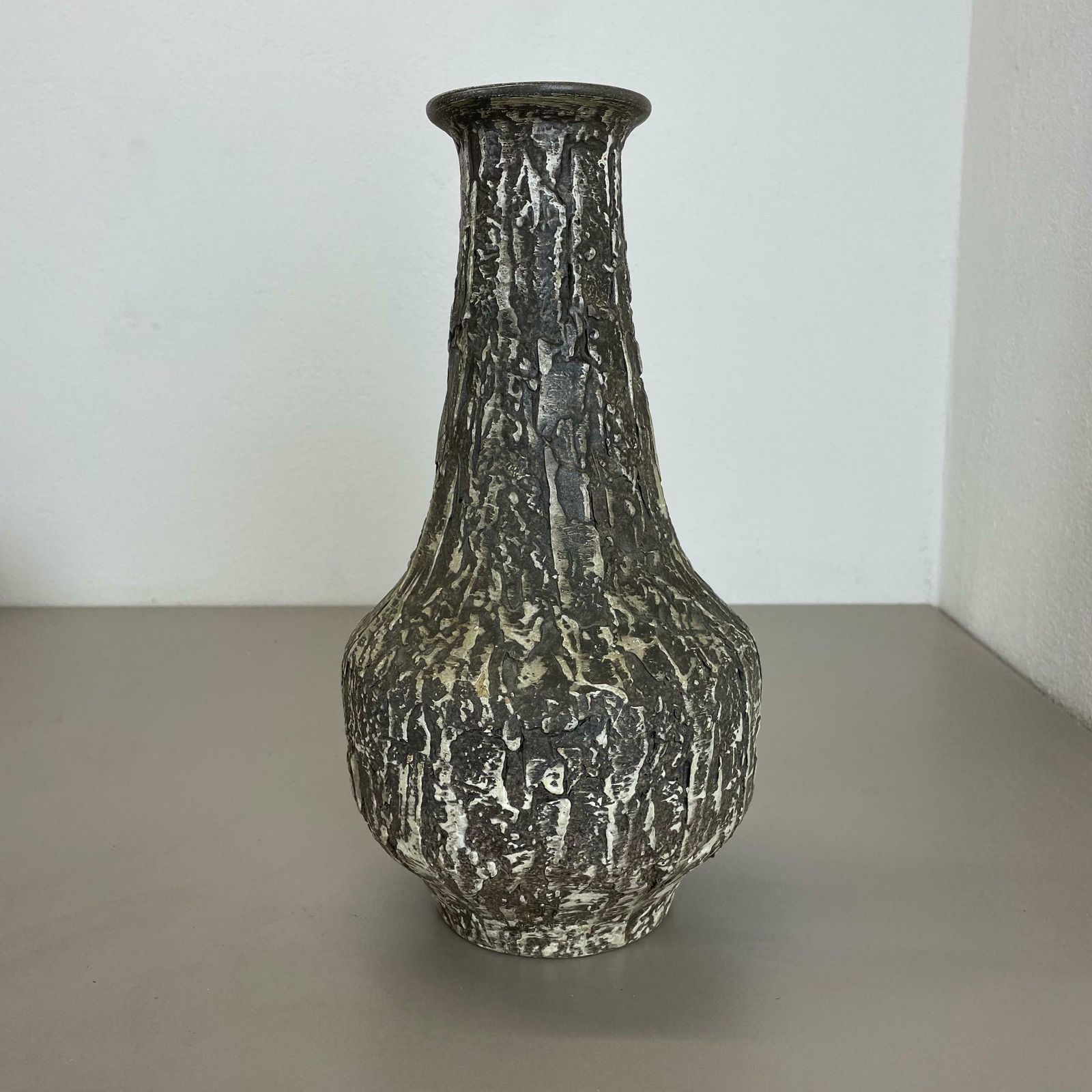 Rare 35cm Grey Brutalist Fat Lava Ceramic Vases By Ilkra Ceramics, Germany 1970s photo furniture