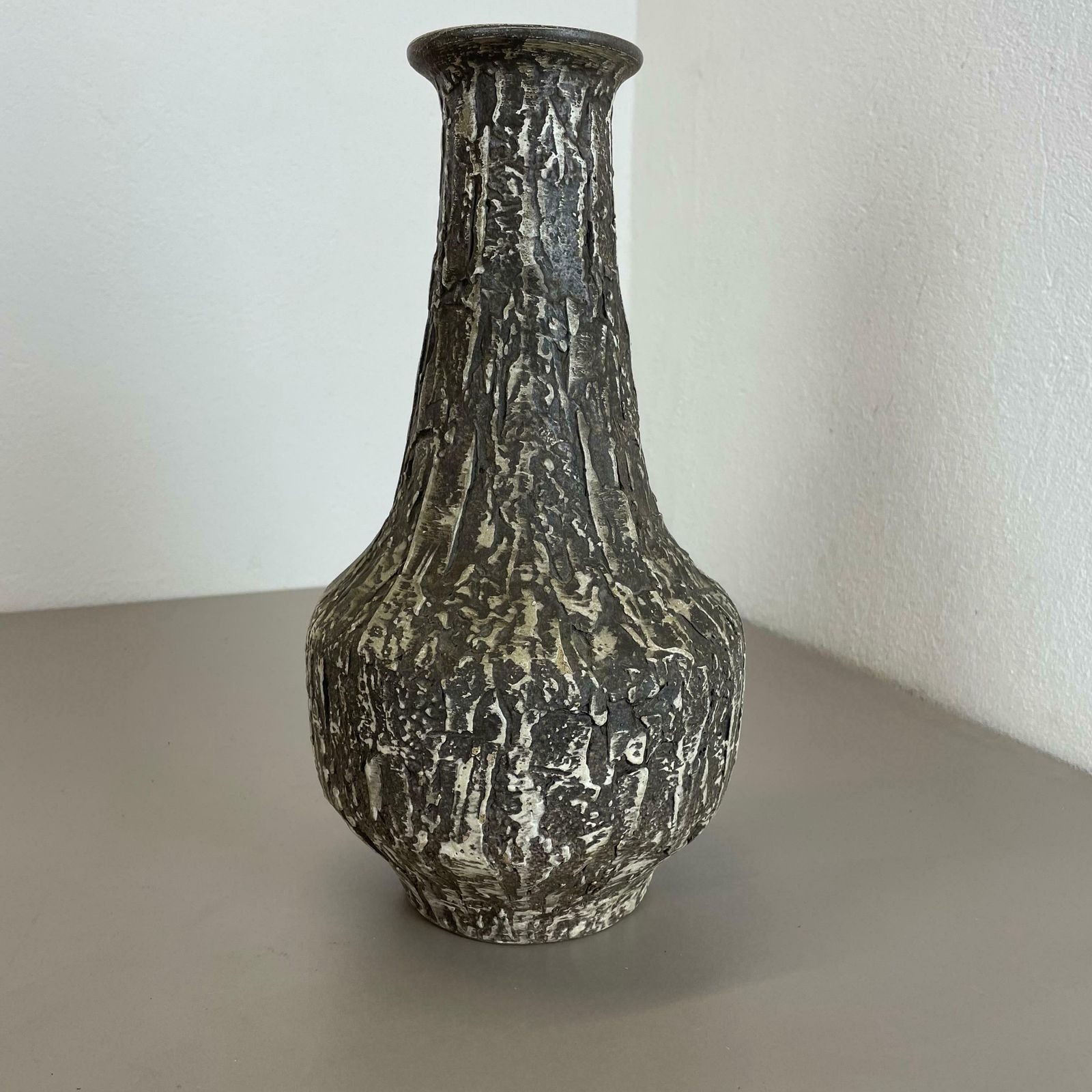 Rare 35cm Grey Brutalist Fat Lava Ceramic Vases By Ilkra Ceramics, Germany 1970s photo 488.0