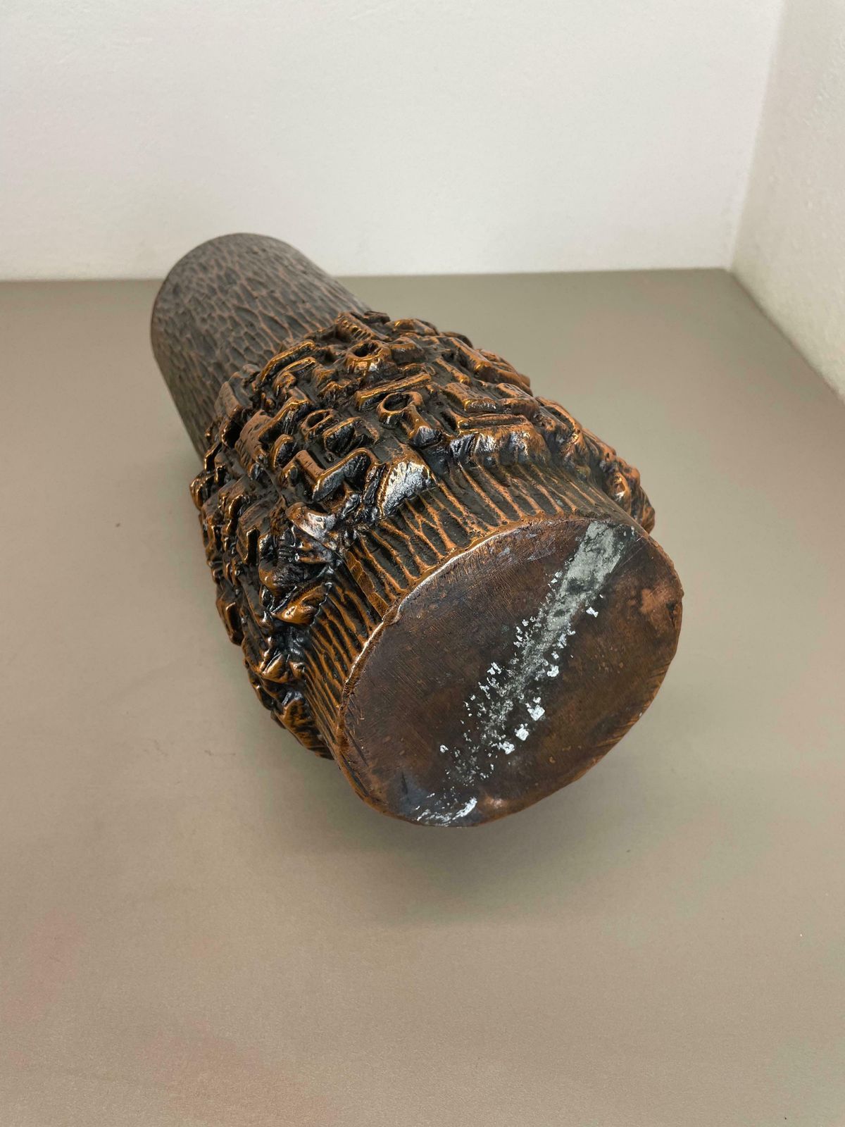 Large 40cm 6.7kg Modernist Sculptural Brutalist Metal Vase, Germany, 1970s photo for sale