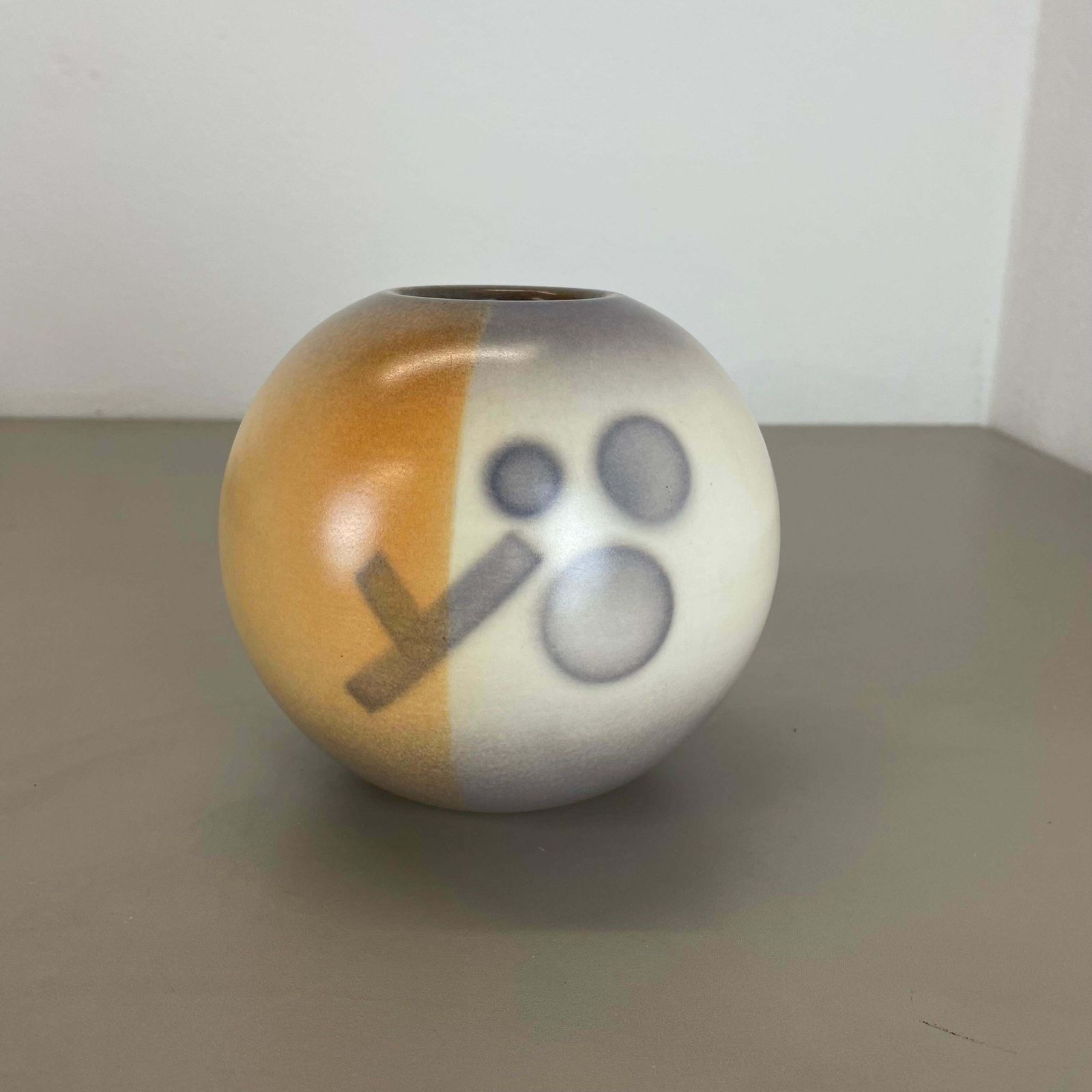 photo furniture Colorful Bauhaus Ceramic Pottery Vase By Karlsruher Majolika, Germany, 1950s