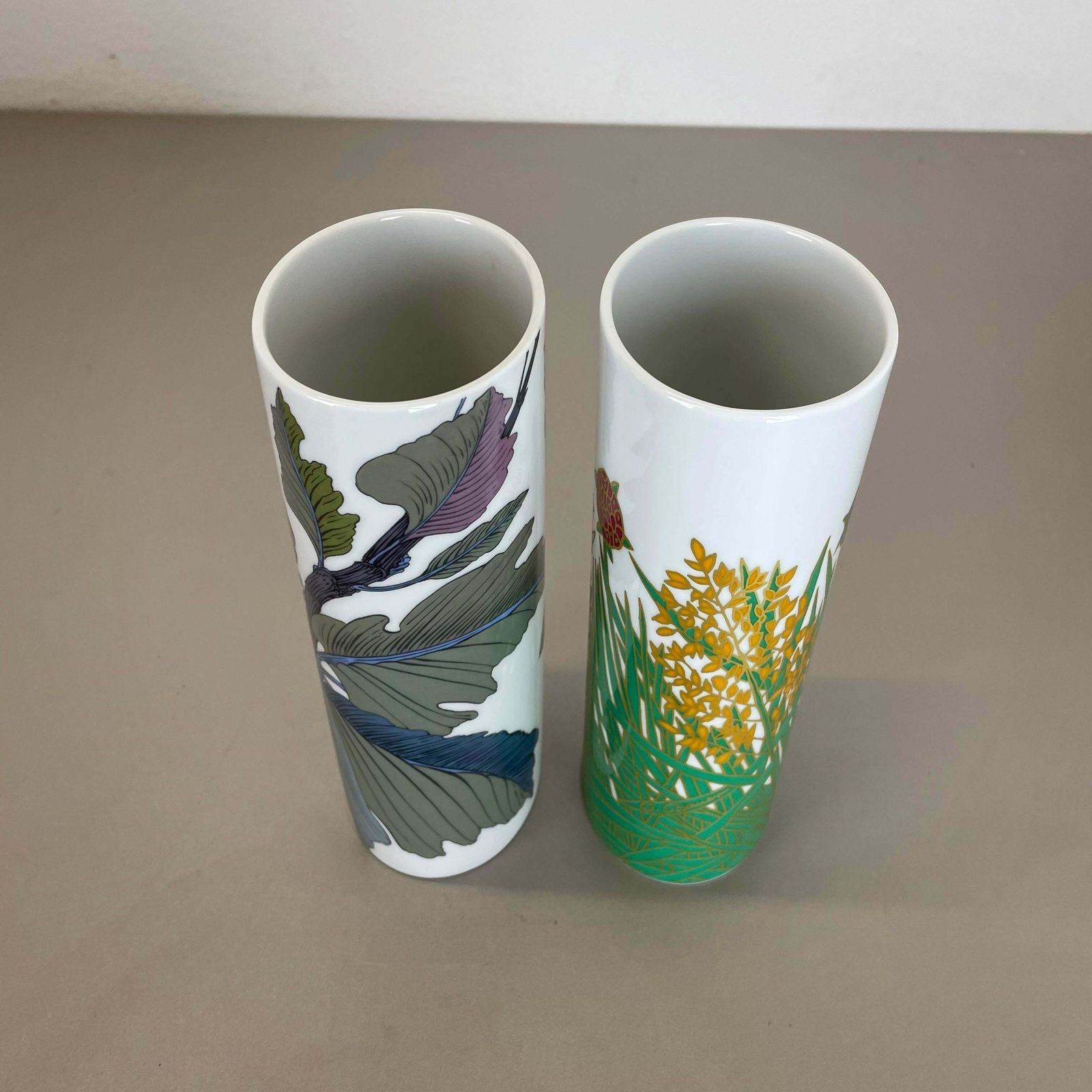 488.0 Set Of 2 Floral Vases By W. Bauer And A. Le Foll For Rosenthal, Germany, 1980s photo