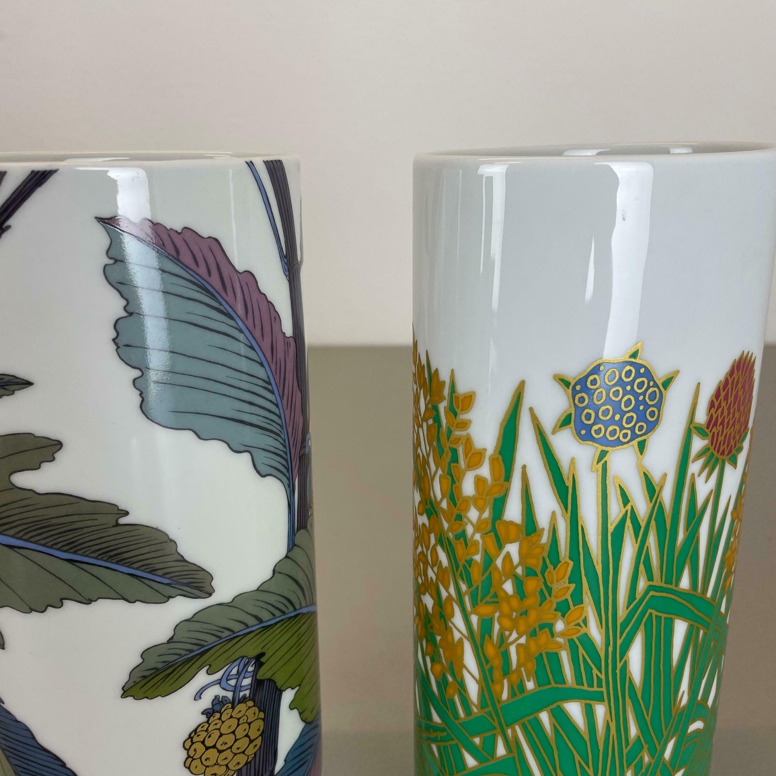 photo vintage Set Of 2 Floral Vases By W. Bauer And A. Le Foll For Rosenthal, Germany, 1980s