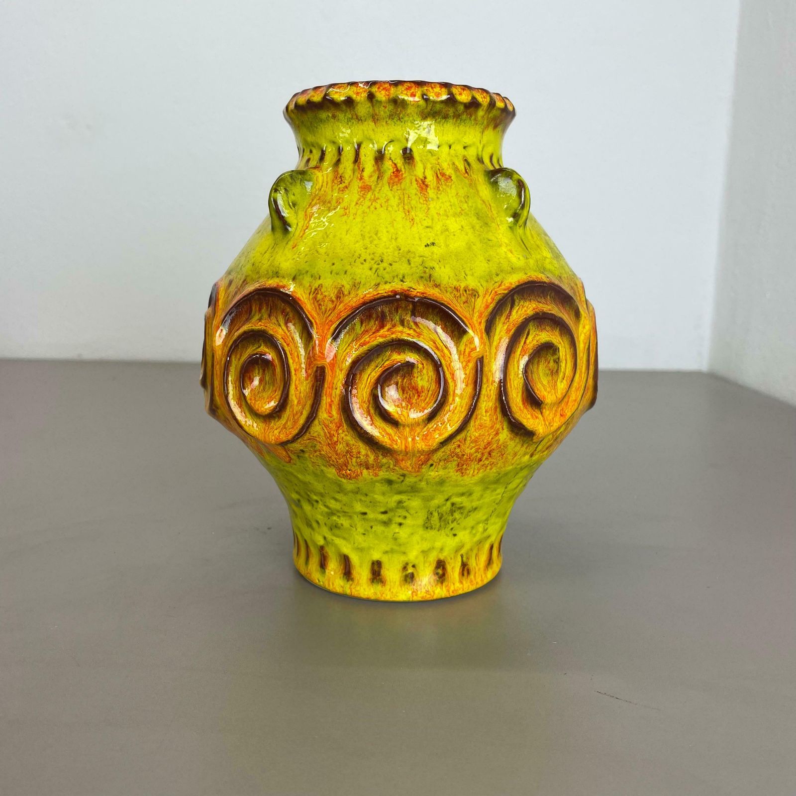 Colorful Fat Lava Pottery "Yellow And Orange" Vase Jasba Ceramics, Germany, 1970 photo furniture