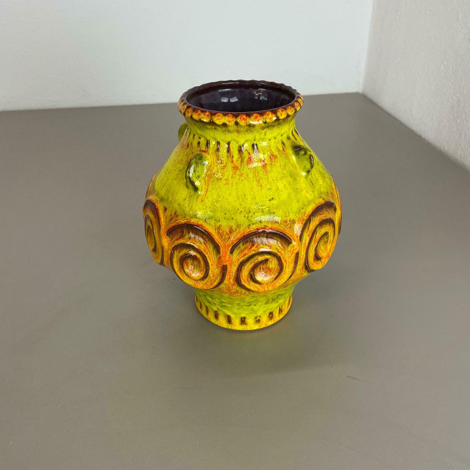 Colorful Fat Lava Pottery "Yellow And Orange" Vase Jasba Ceramics, Germany, 1970 photo Home Decor