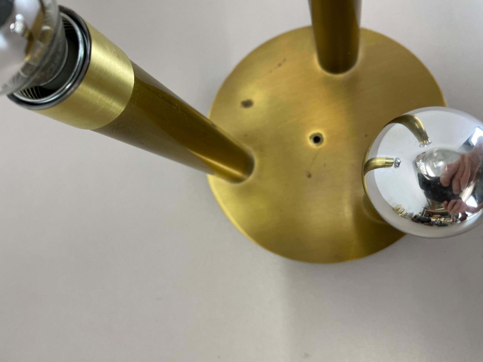 Brass Italian Stilnovo Style Atomic Space Age Ceiling Light Sconces, Italy, 1970 photo buy