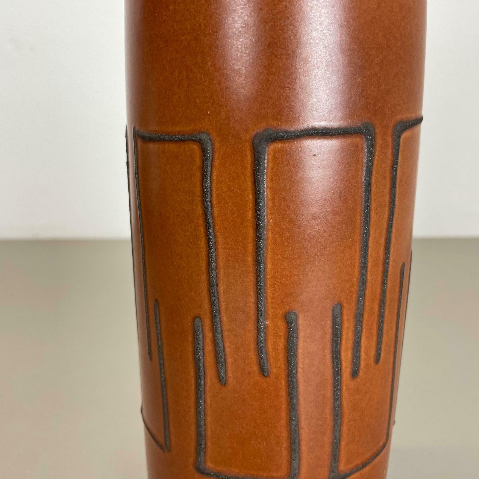 Extraordinary "Abstract Line" Tube Pottery Fat Lava Vase Scheurich Germany 1970 photo vintage
