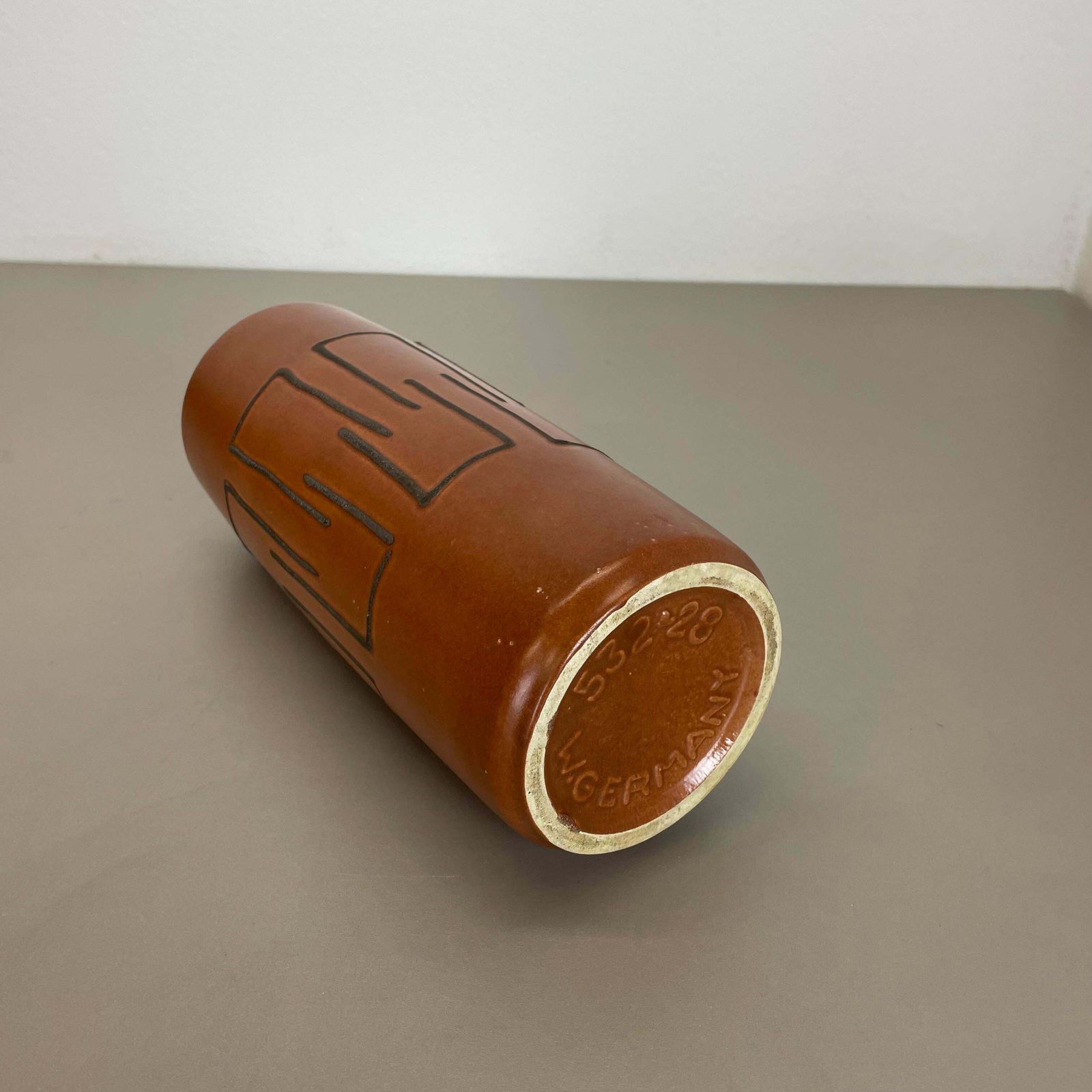 photo buy Extraordinary "Abstract Line" Tube Pottery Fat Lava Vase Scheurich Germany 1970