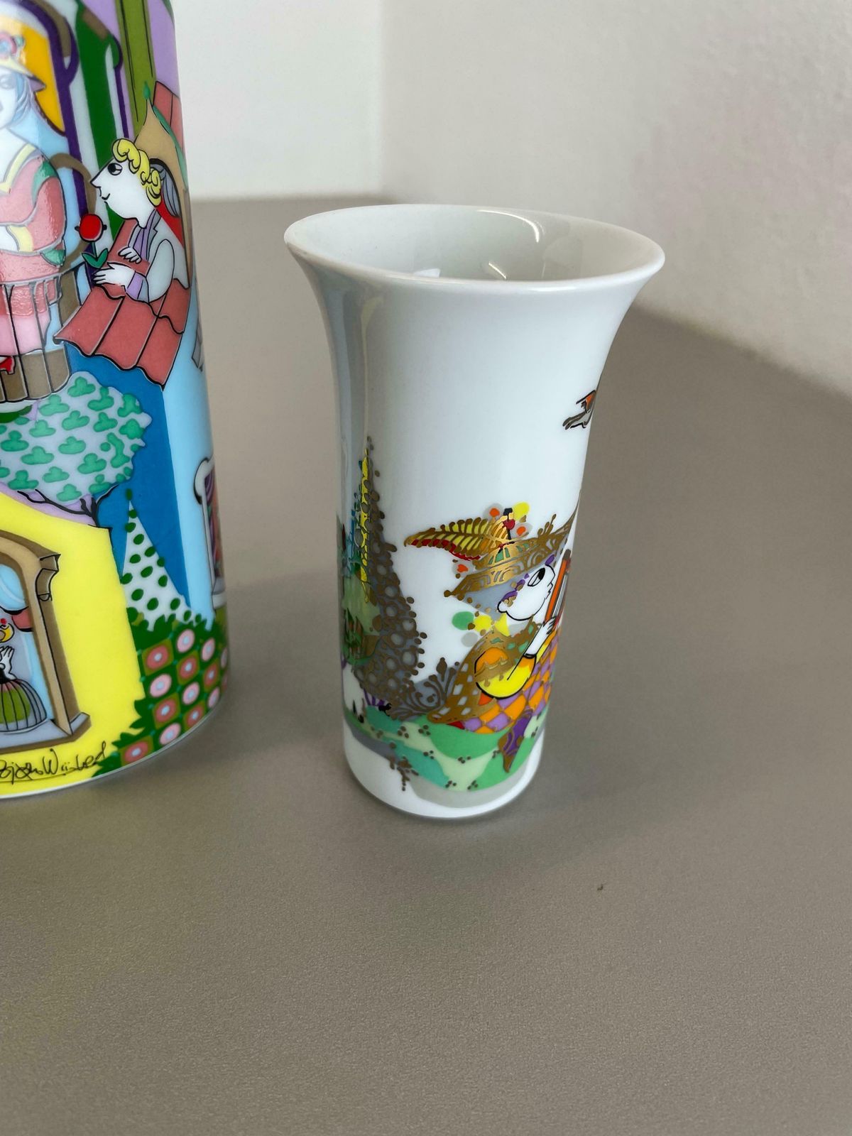 photo for sale Set Of 3 Porcelain Vase By Björn Wiinblad For Rosenthal Studio Line Germany 1970